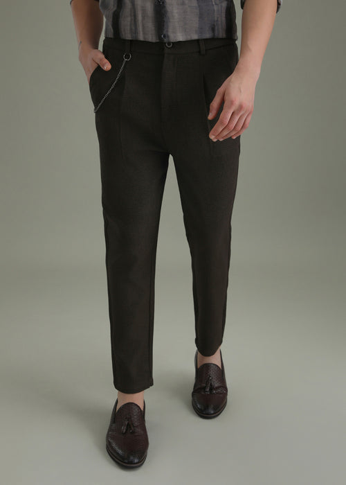 Brown Textured Korean Pant