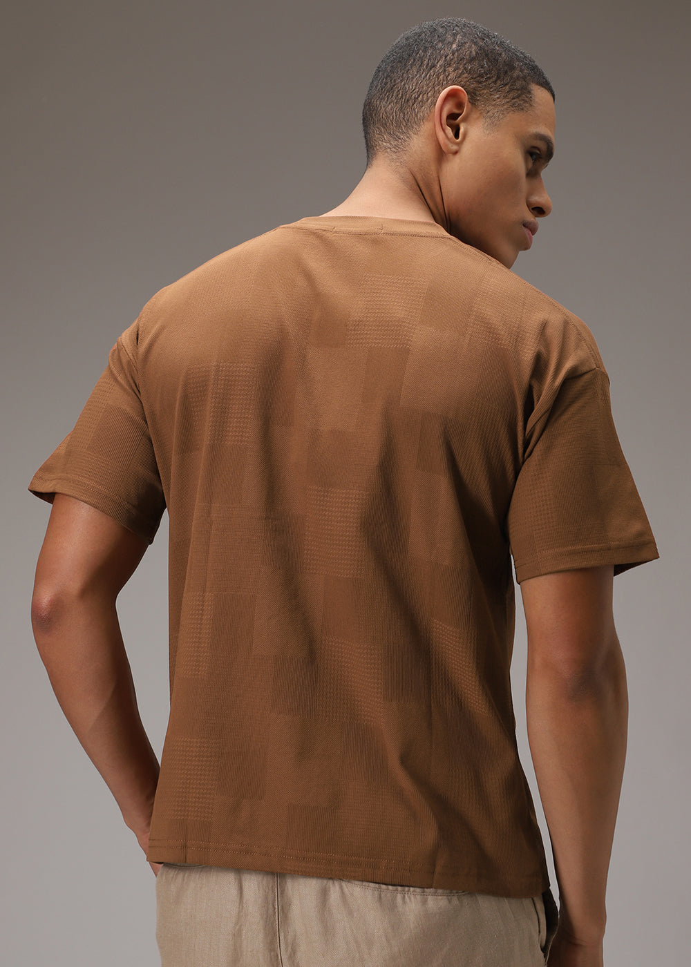 Brown Waffle Texture Regular T-shirt