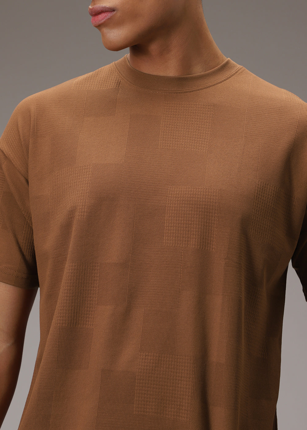 Brown Waffle Texture Regular T-shirt