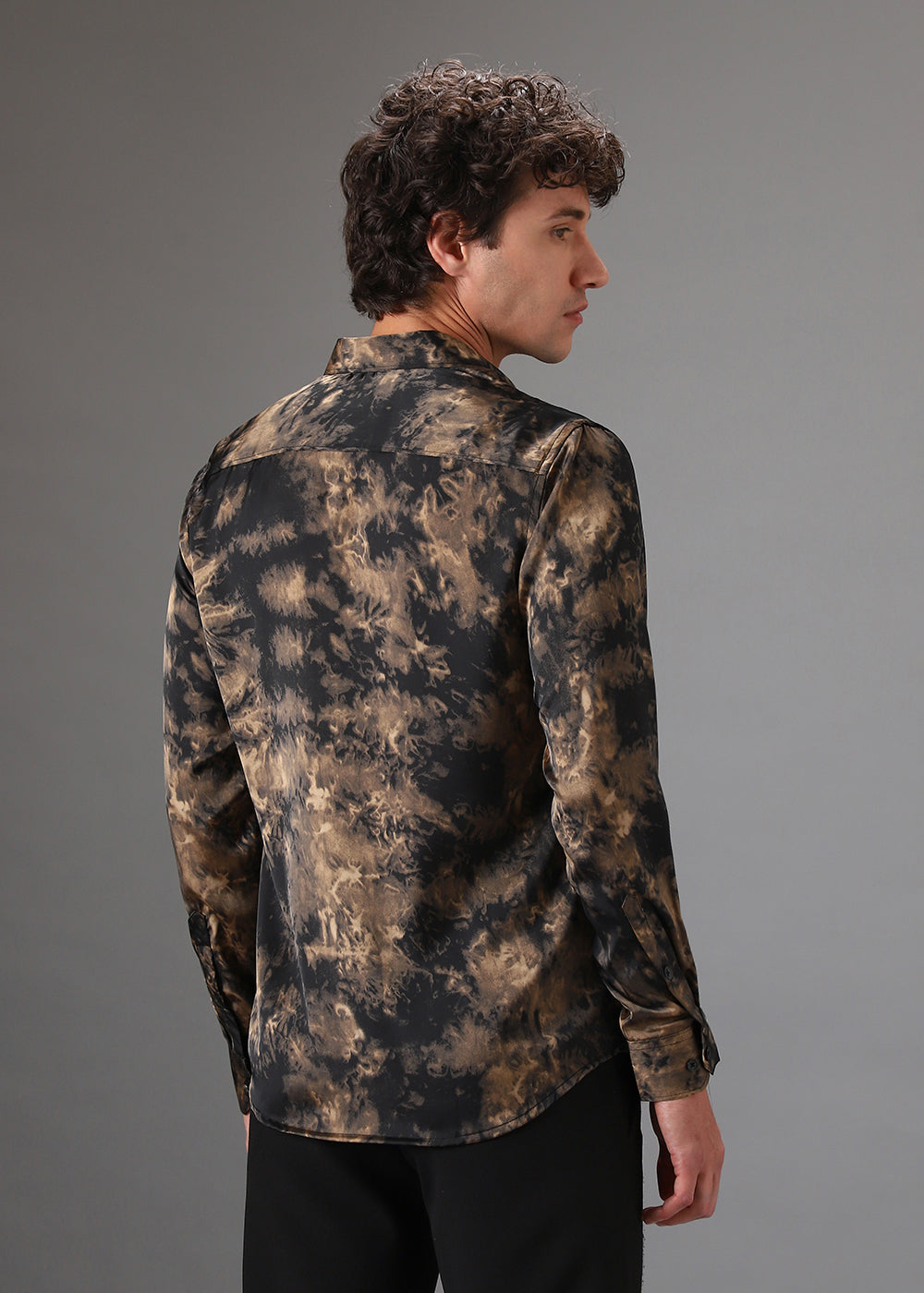 Brown Wash Abstract Printed Shirt