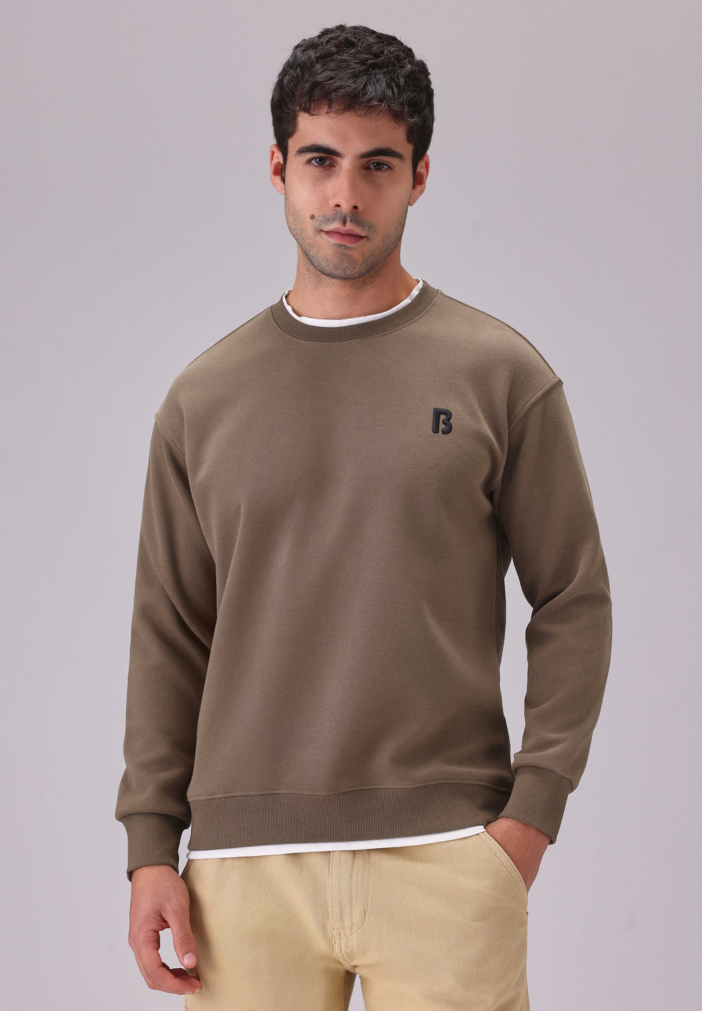 Brown White Contrast Sweatshirt