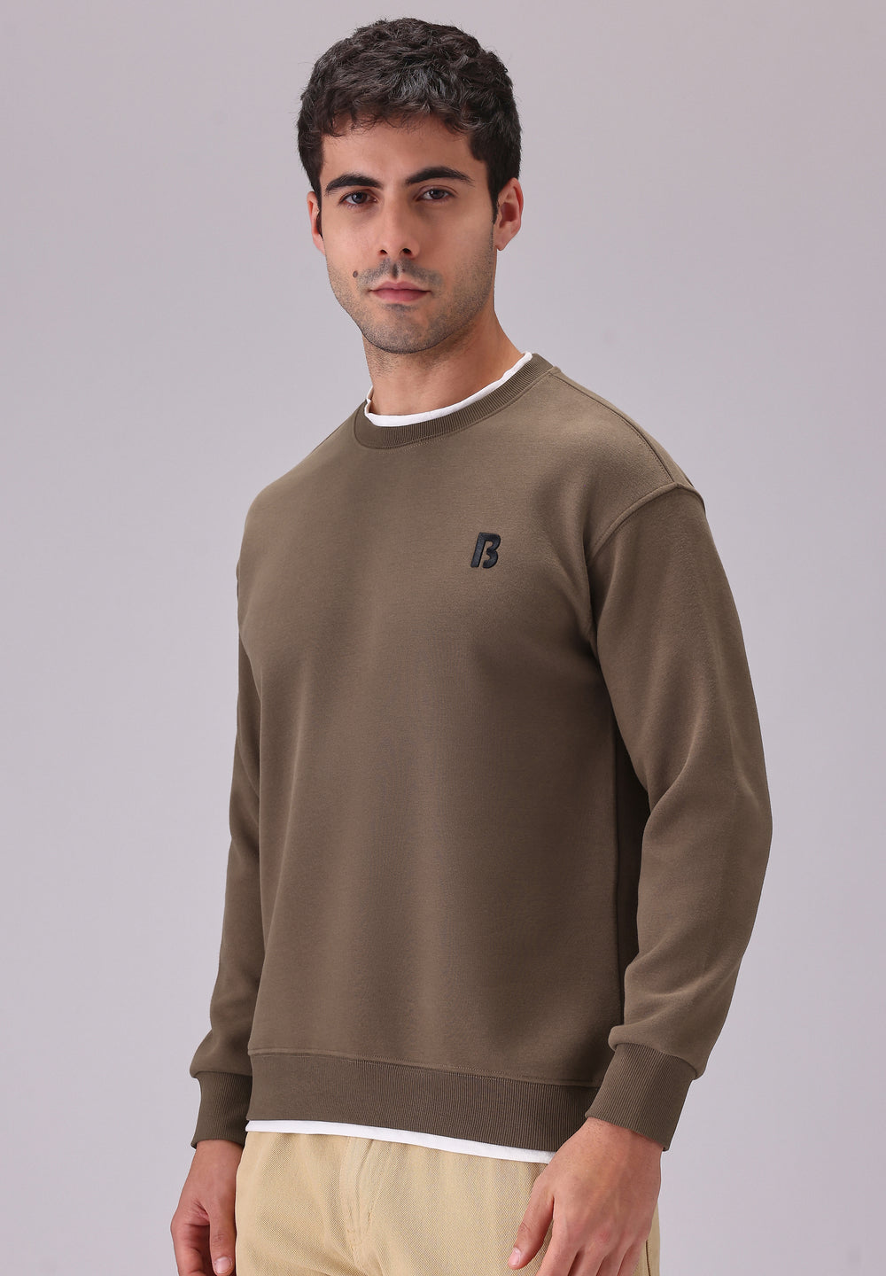 Brown White Contrast Sweatshirt