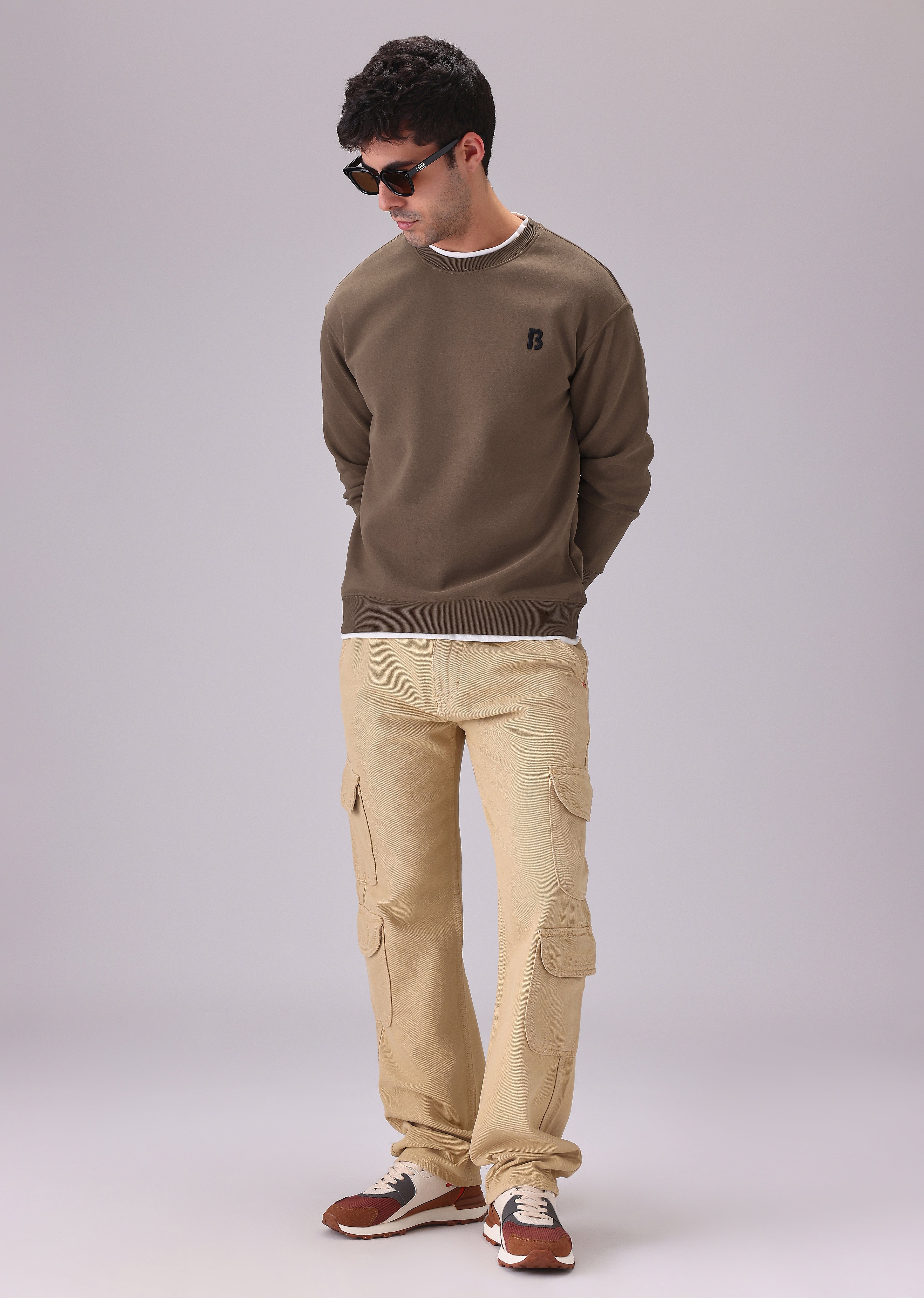 Brown White Contrast Sweatshirt