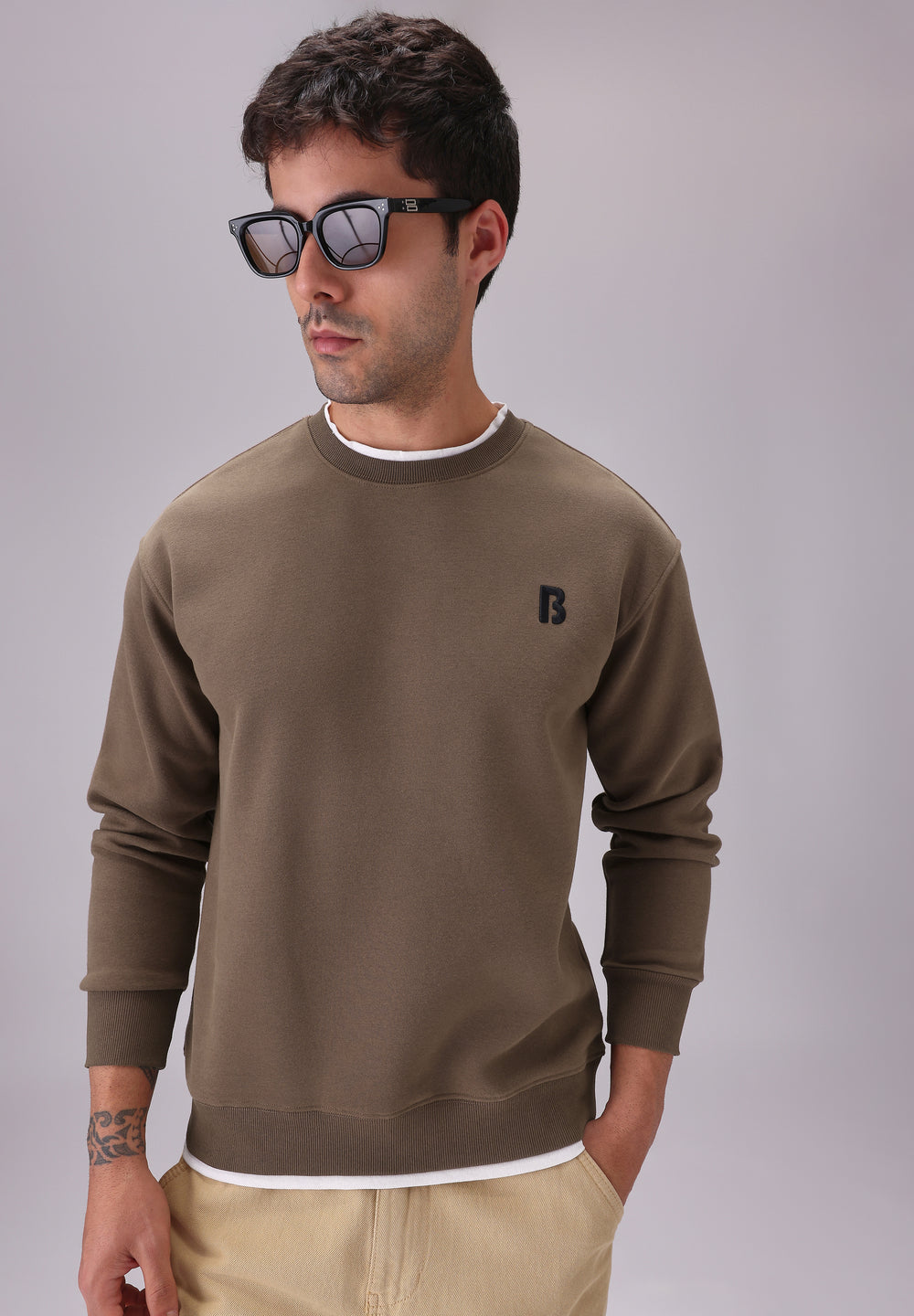 Brown White Contrast Sweatshirt