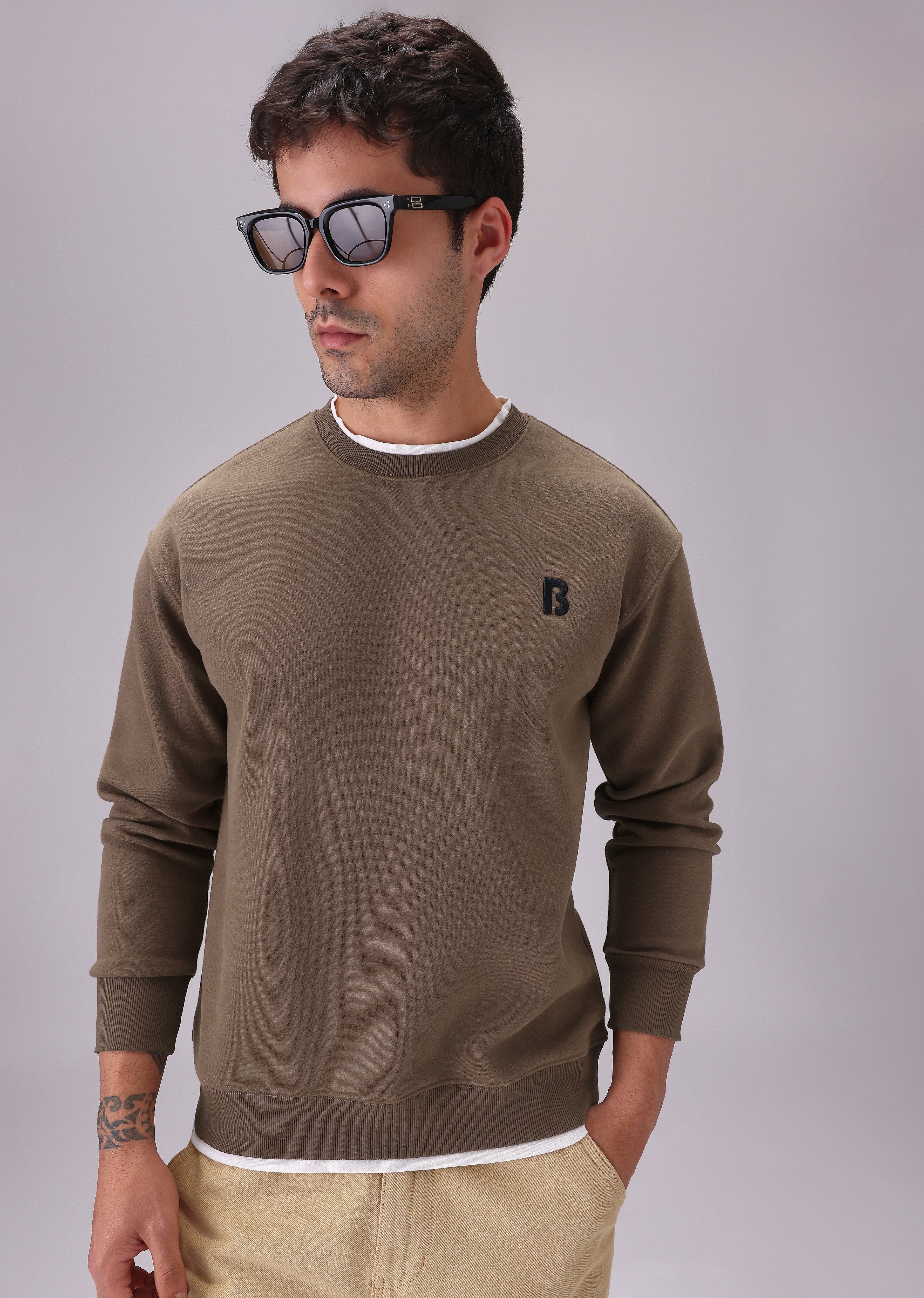 Brown White Contrast Sweatshirt