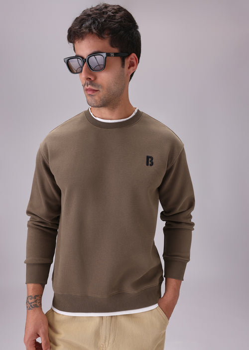 Brown White Contrast Sweatshirt