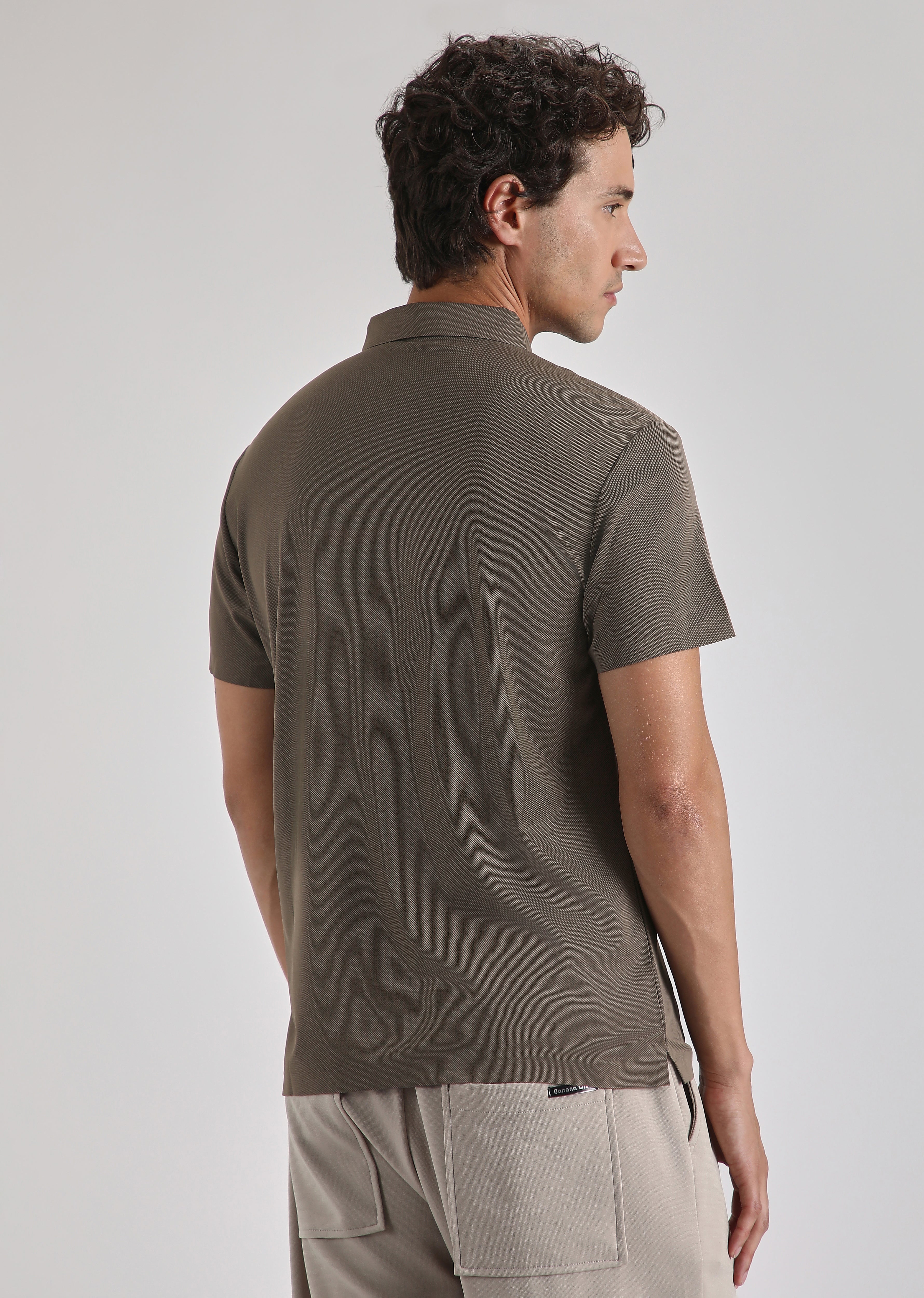 Brown Zipper Stitchless Polo T-shirt