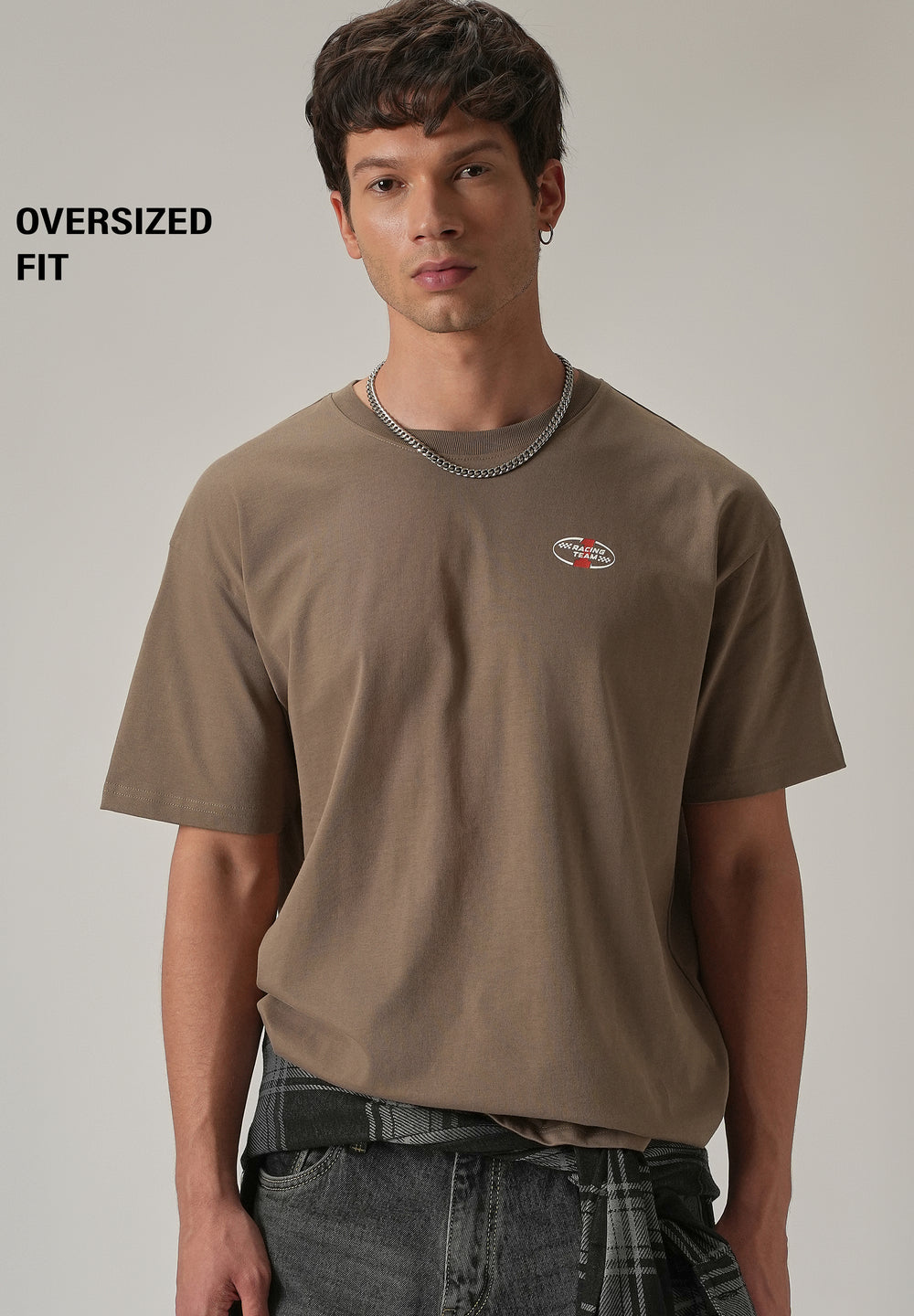 Brown Back Print Oversized T-shirt