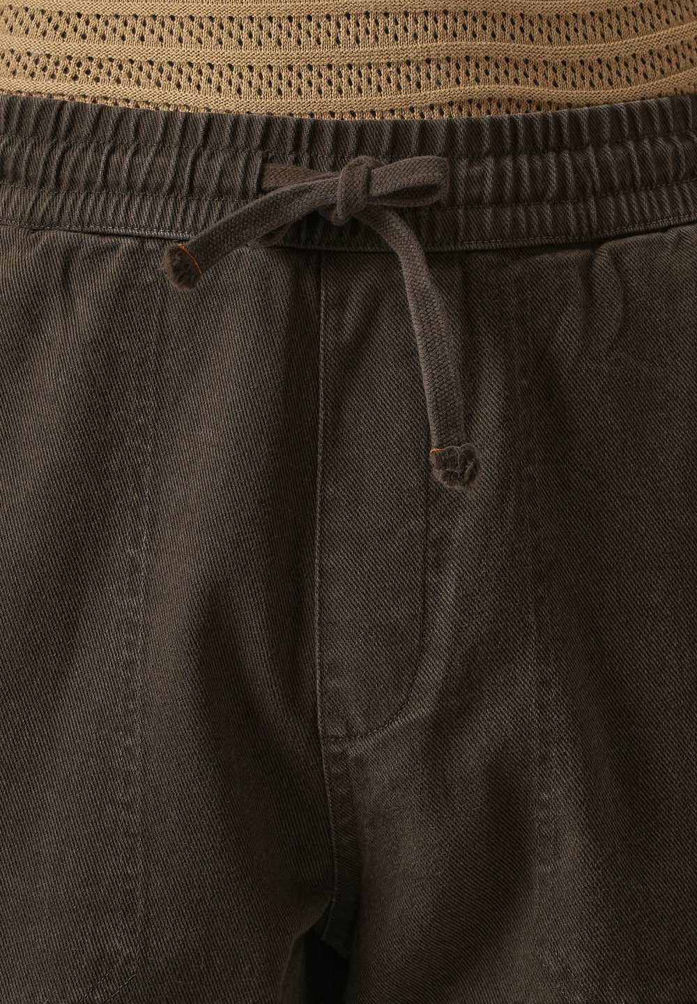 Brown Drawstring Drill Denim