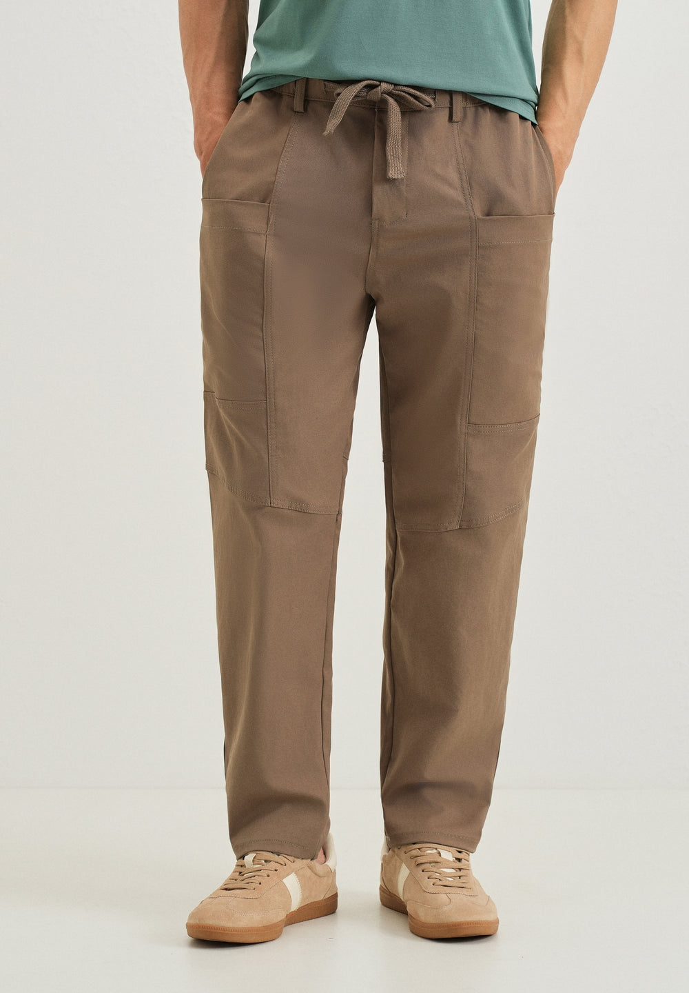 Brown Drawstring Panel Cargo Pant