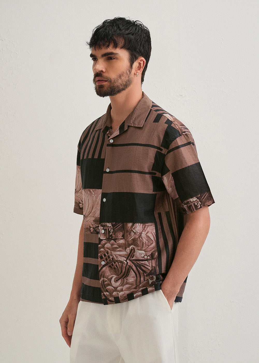 Brown Dual-Tone Printed Shirt