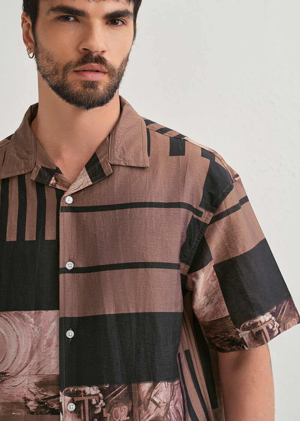 Brown Dual-Tone Printed Shirt