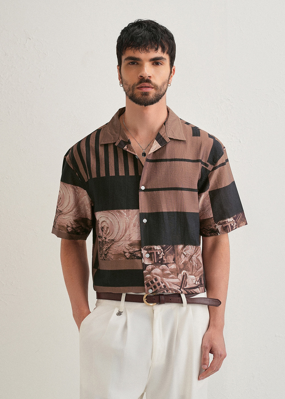 Brown Dual-Tone Printed Shirt