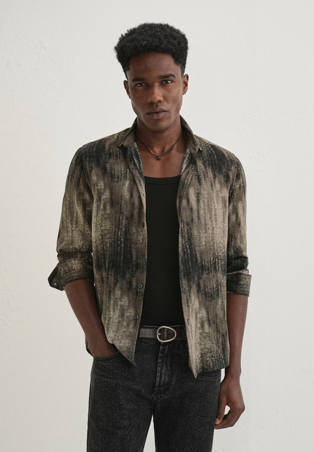 Brown Fade Abstract Printed Shirt