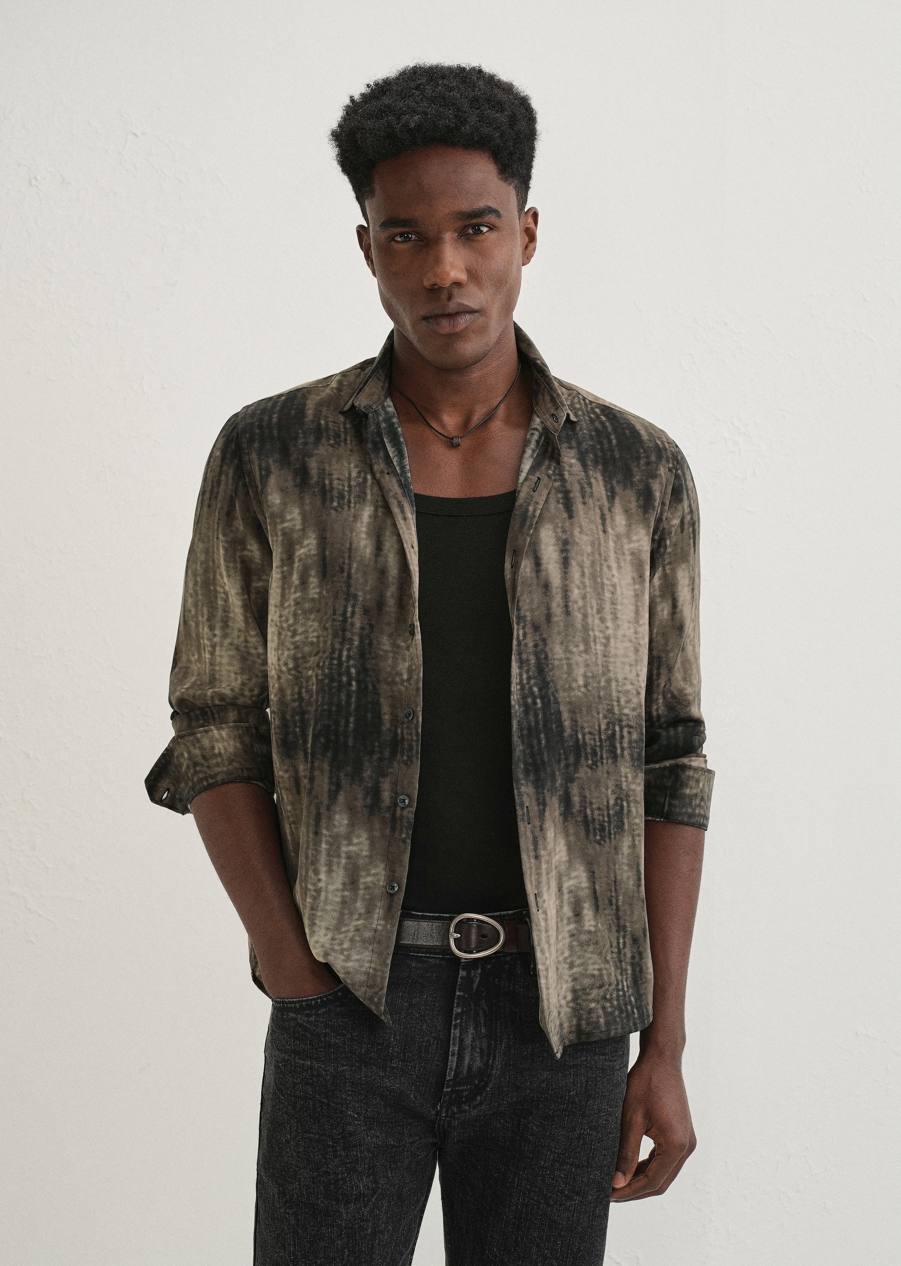 Brown Fade Abstract Printed Shirt