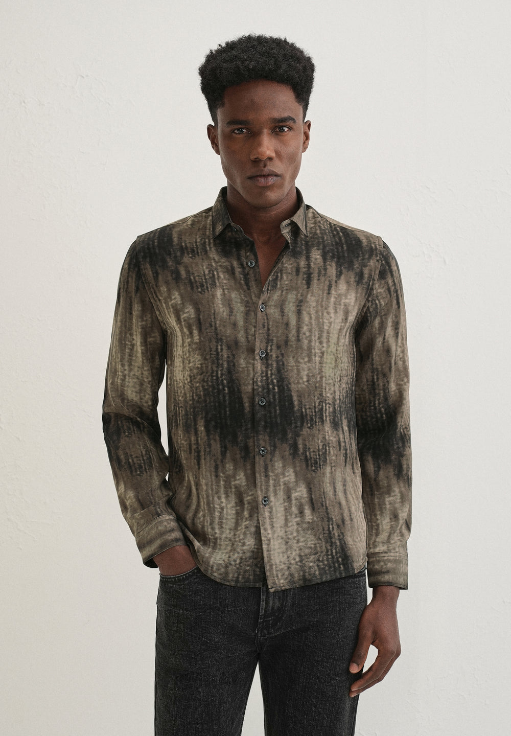 Brown Fade Abstract Printed Shirt