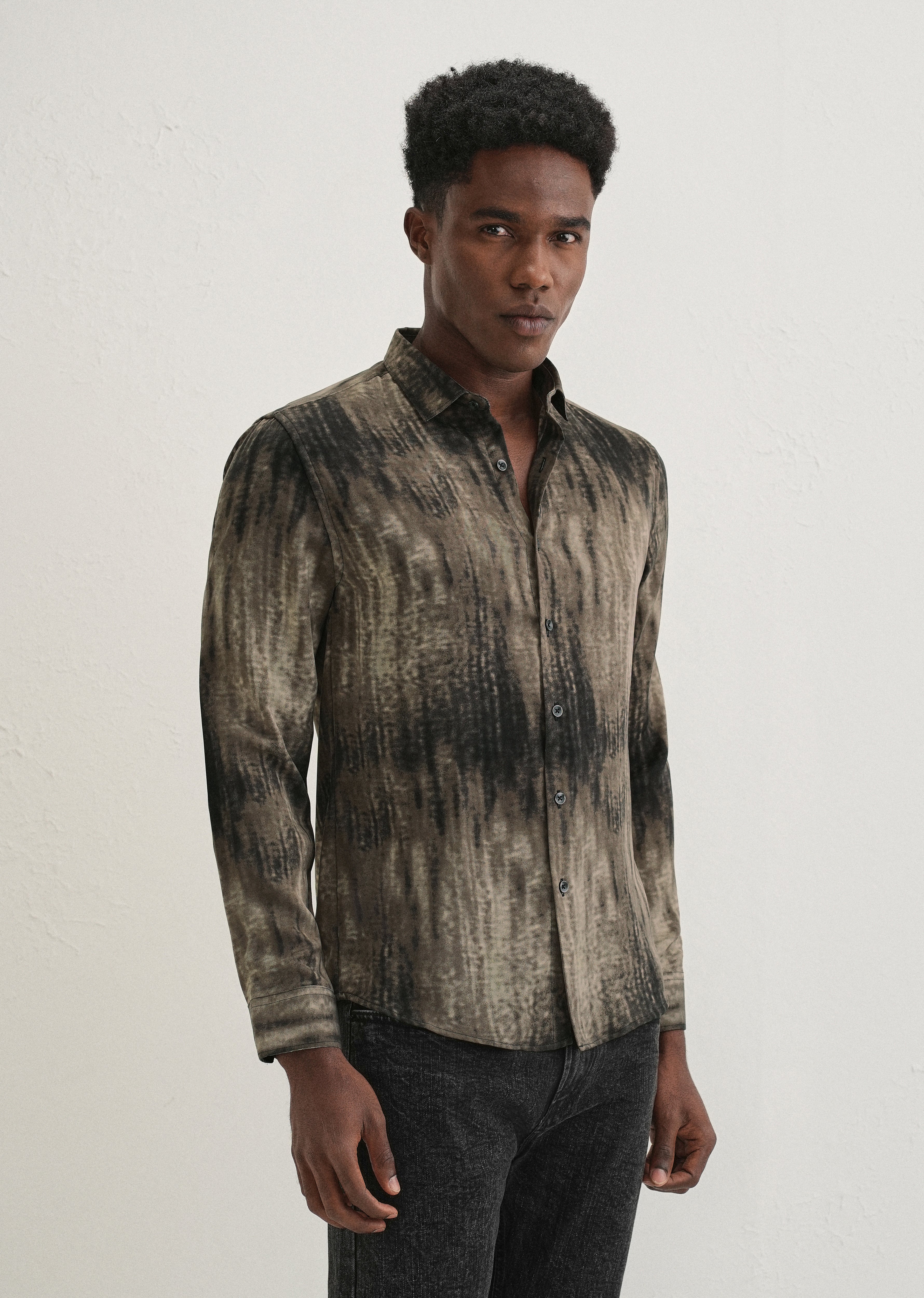 Brown Fade Abstract Printed Shirt