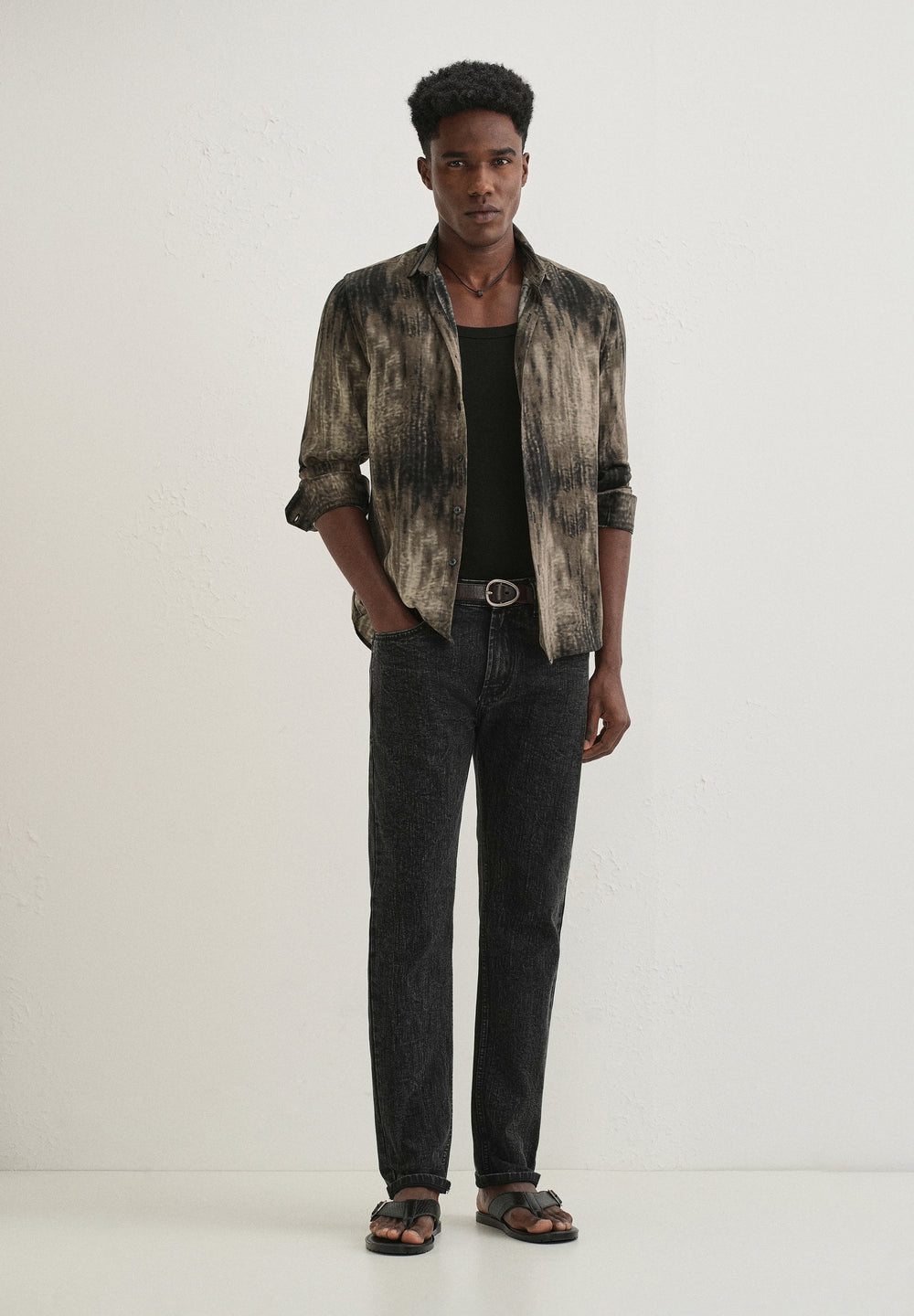 Brown Fade Abstract Printed Shirt