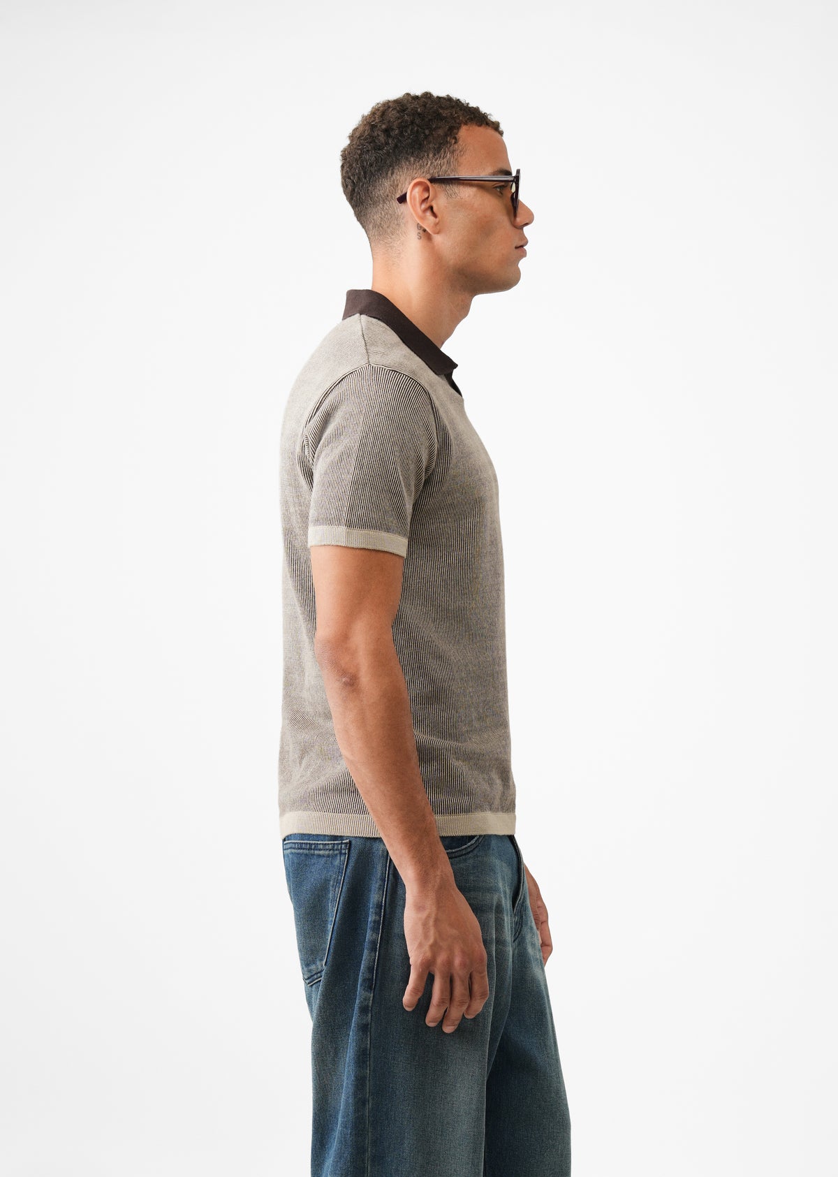 Brown Knitted Polo T-Shirt