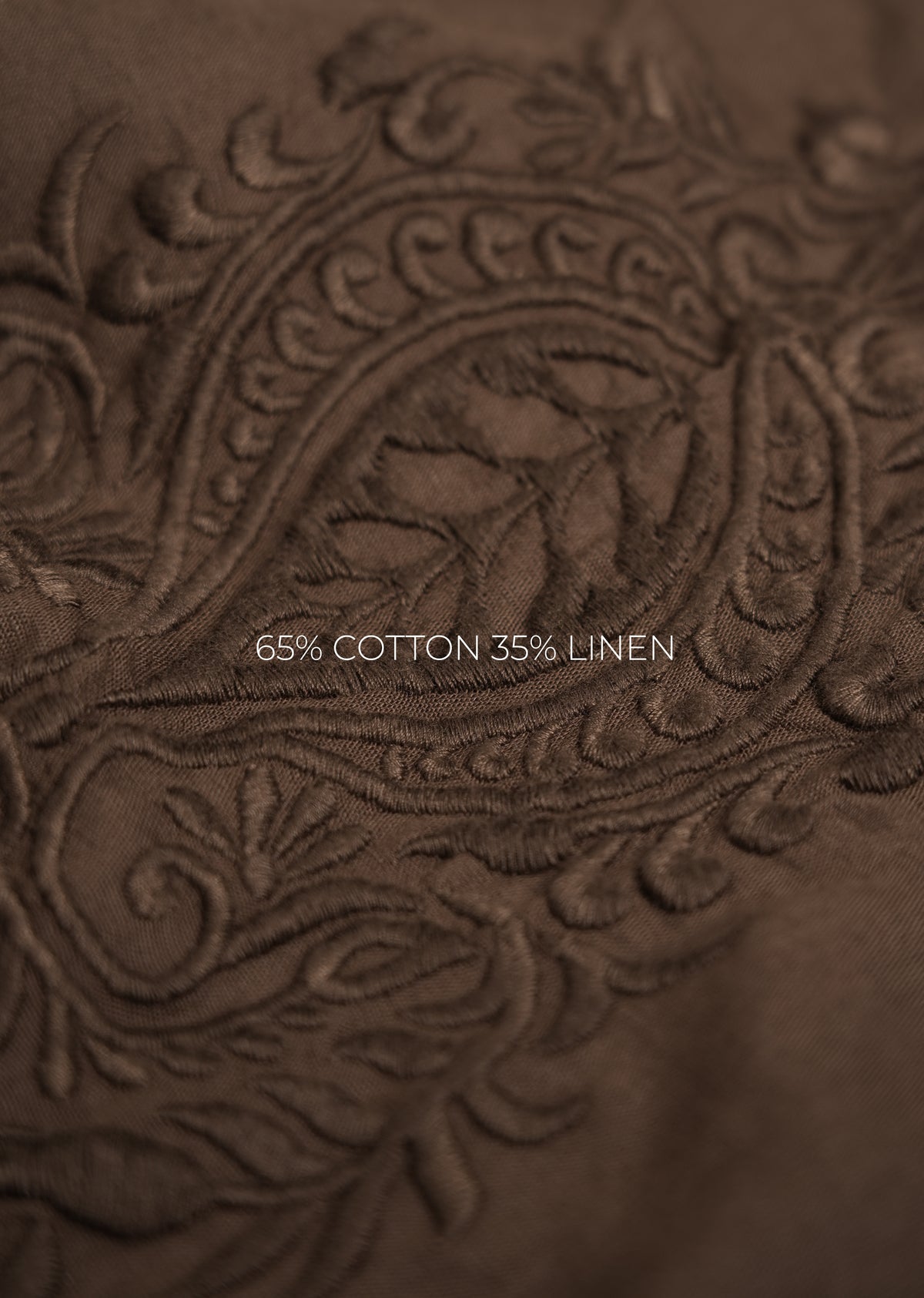 Brown Paisley Embroidered Linen Shirt