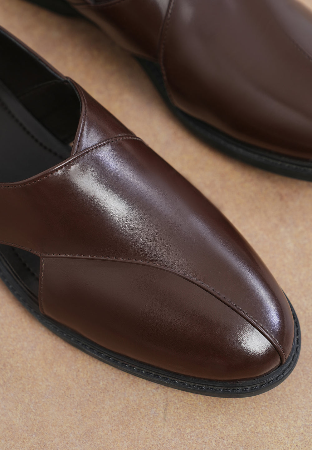 Brown Panel Cut Slip-On Shoes