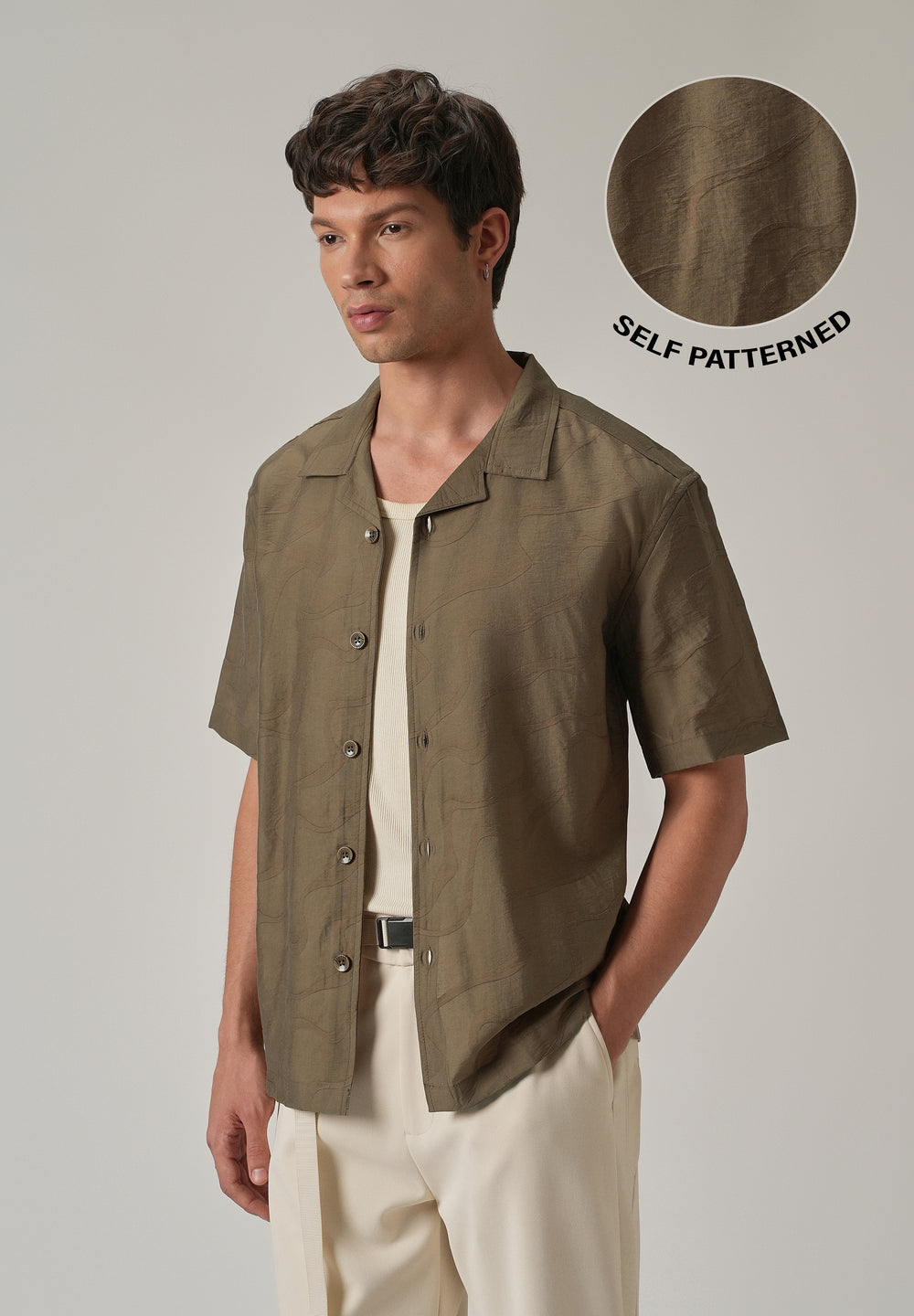 Brown Self Pattern Shirt