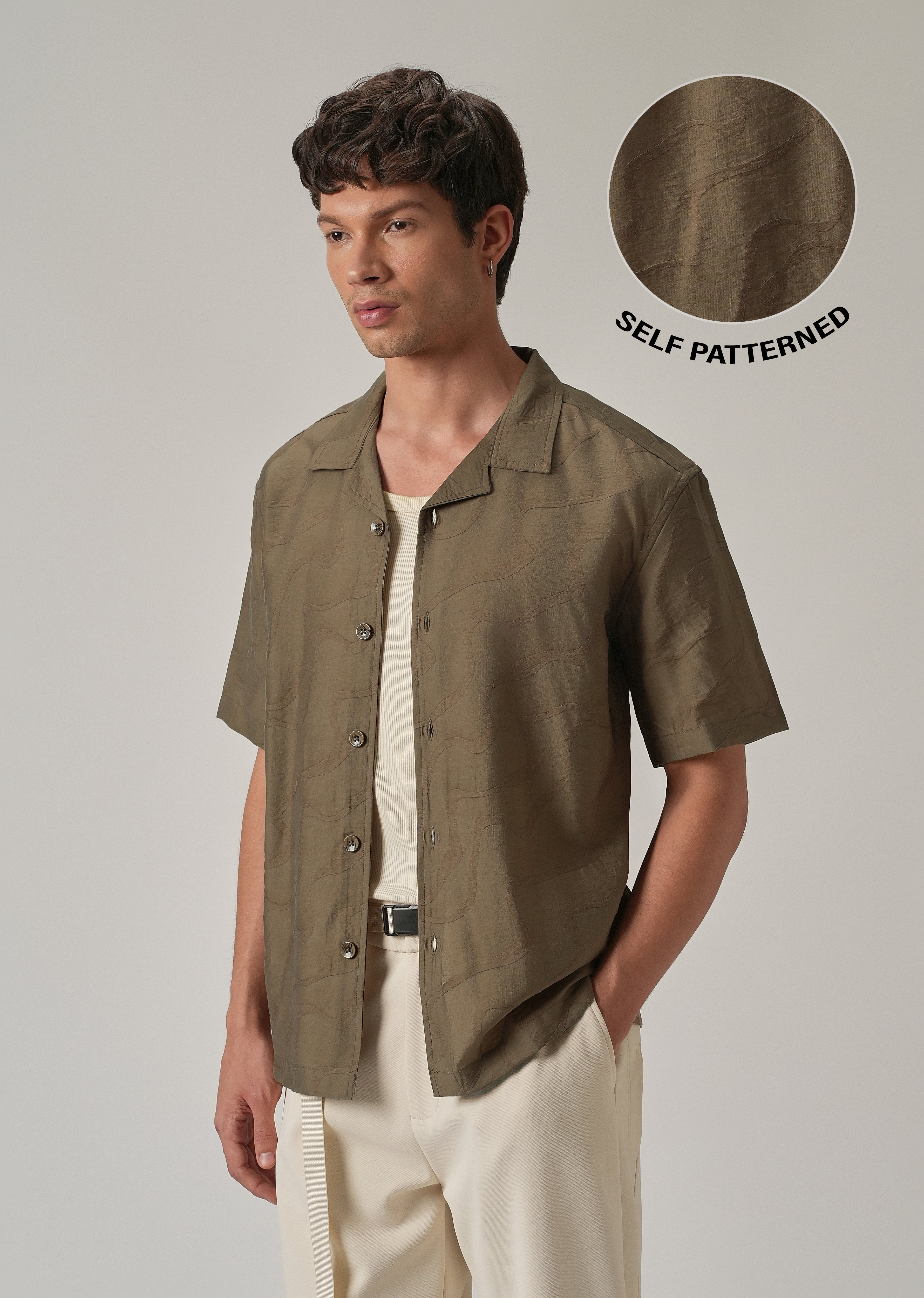 Brown Self Pattern Shirt
