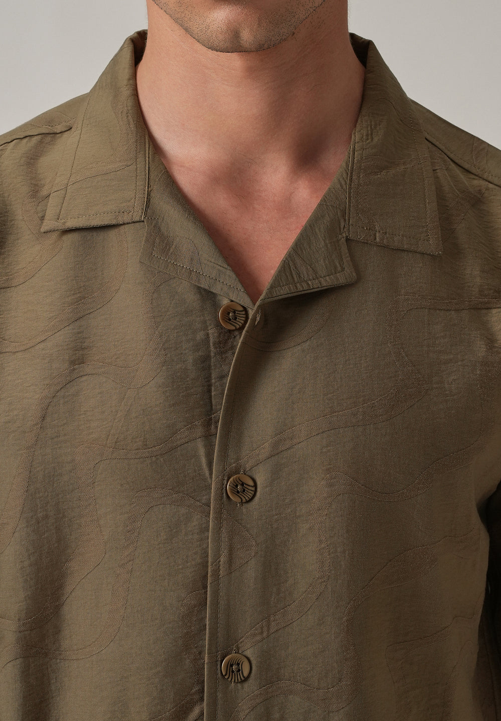 Brown Self Pattern Shirt