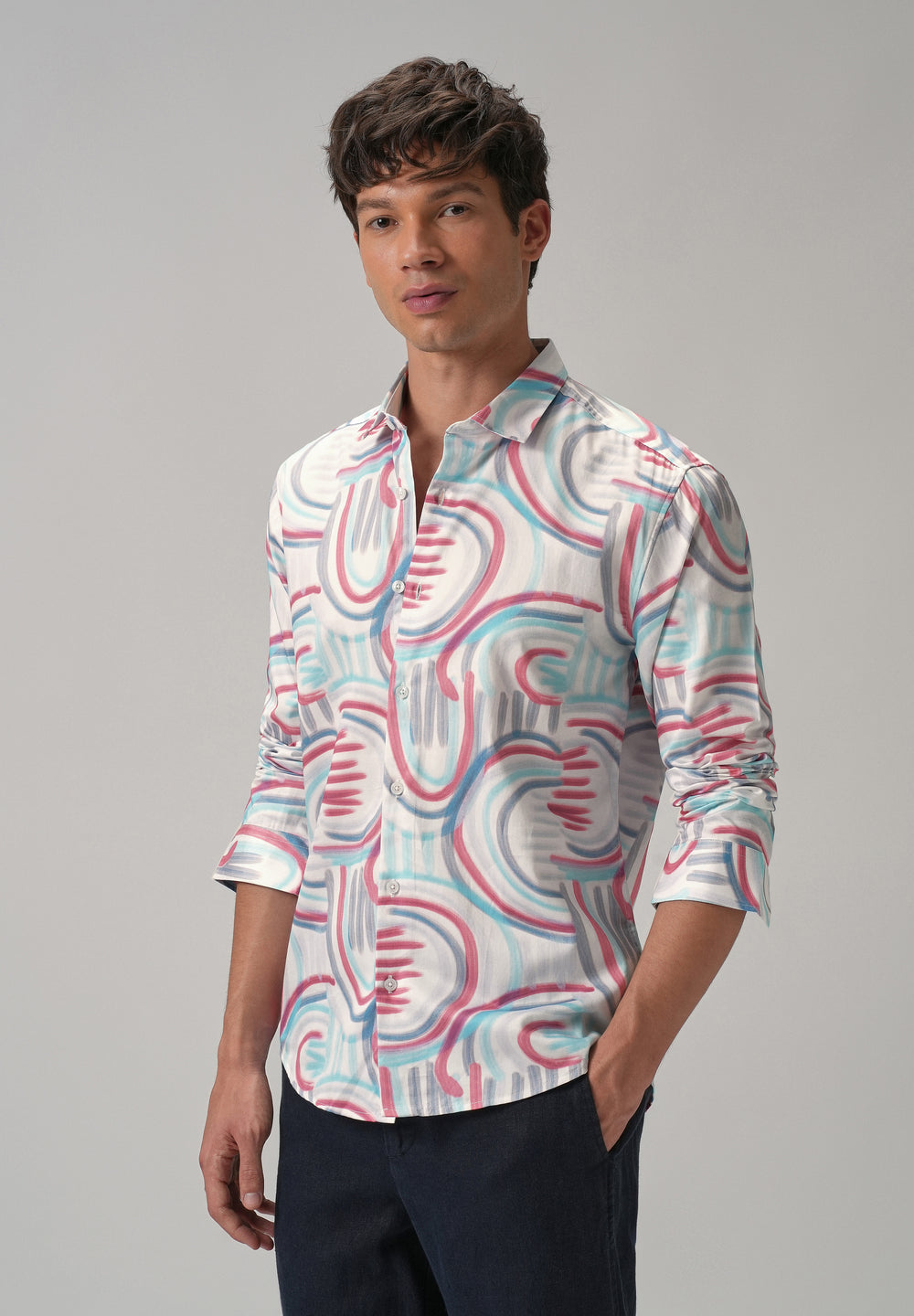 Brush Stroke Full Sleeve Printed Shirt