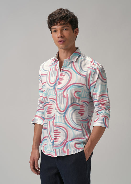Brush Stroke Full Sleeve Printed Shirt