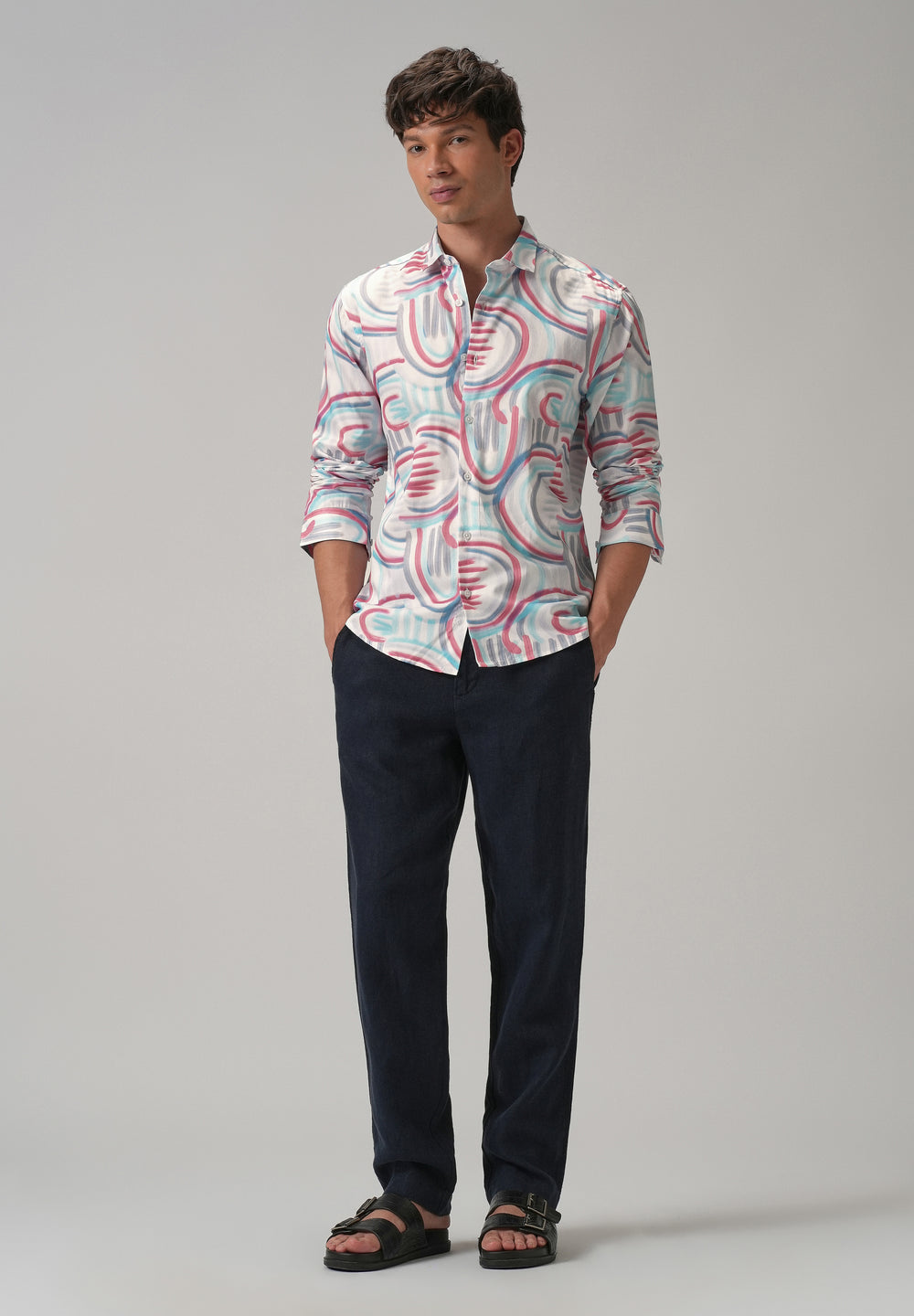 Brush Stroke Full Sleeve Printed Shirt
