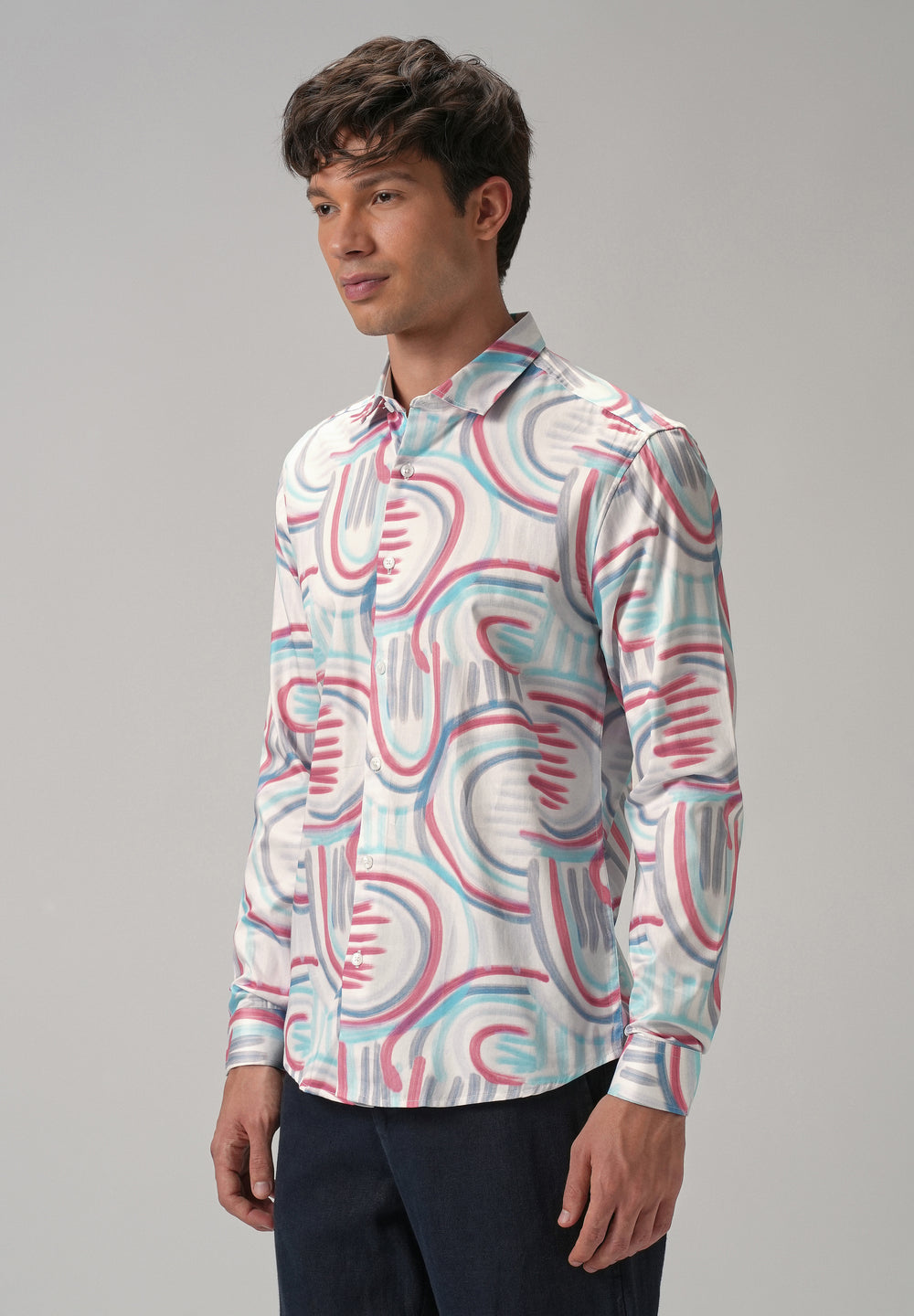 Brush Stroke Full Sleeve Printed Shirt