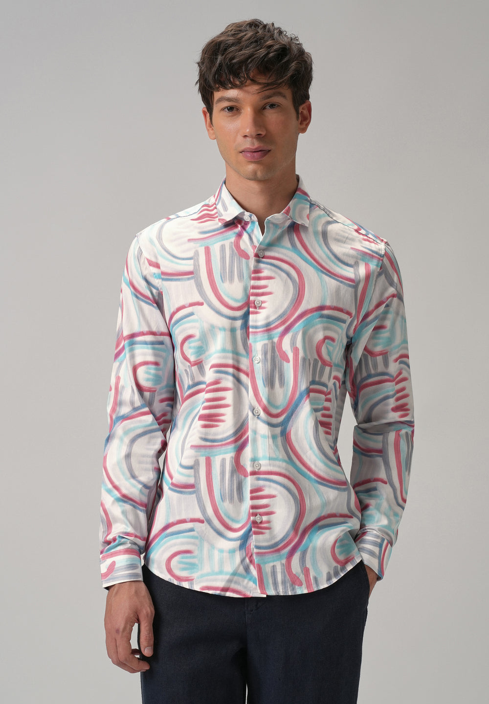 Brush Stroke Full Sleeve Printed Shirt