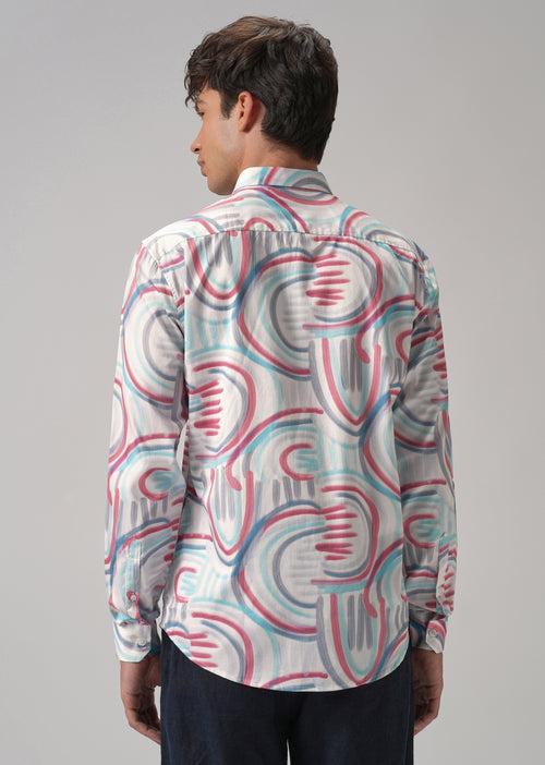 Brush Stroke Full Sleeve Printed Shirt