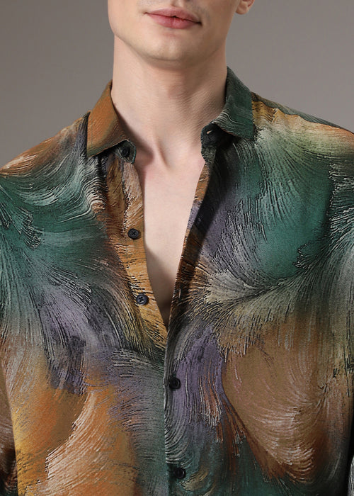 Brush Teal Feather Shirt