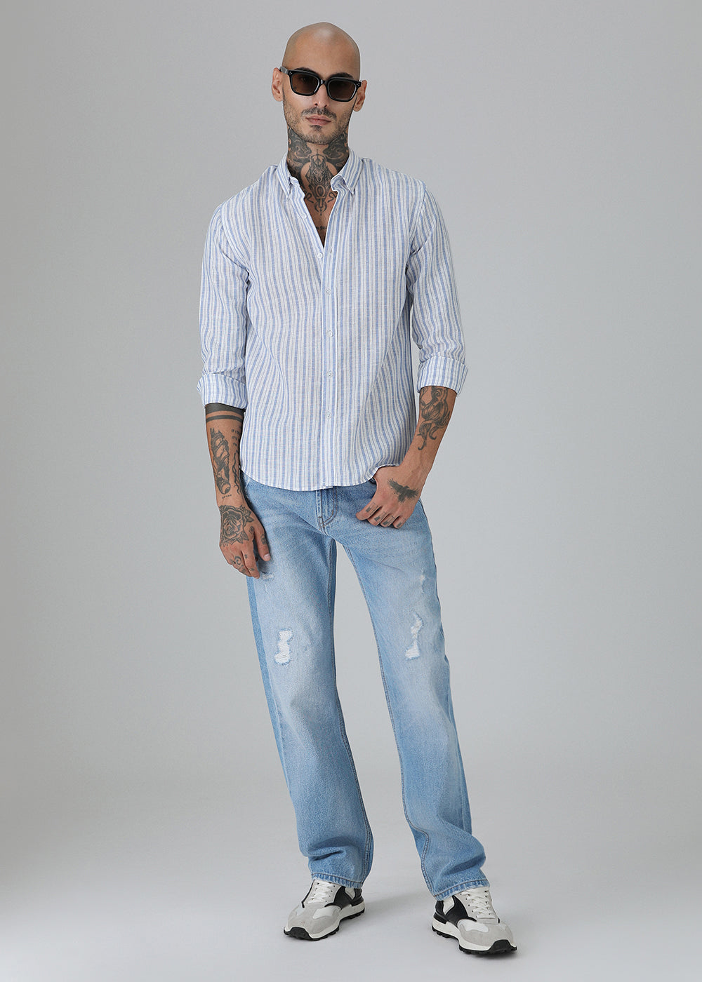 Blue Stripe Linen Shirt