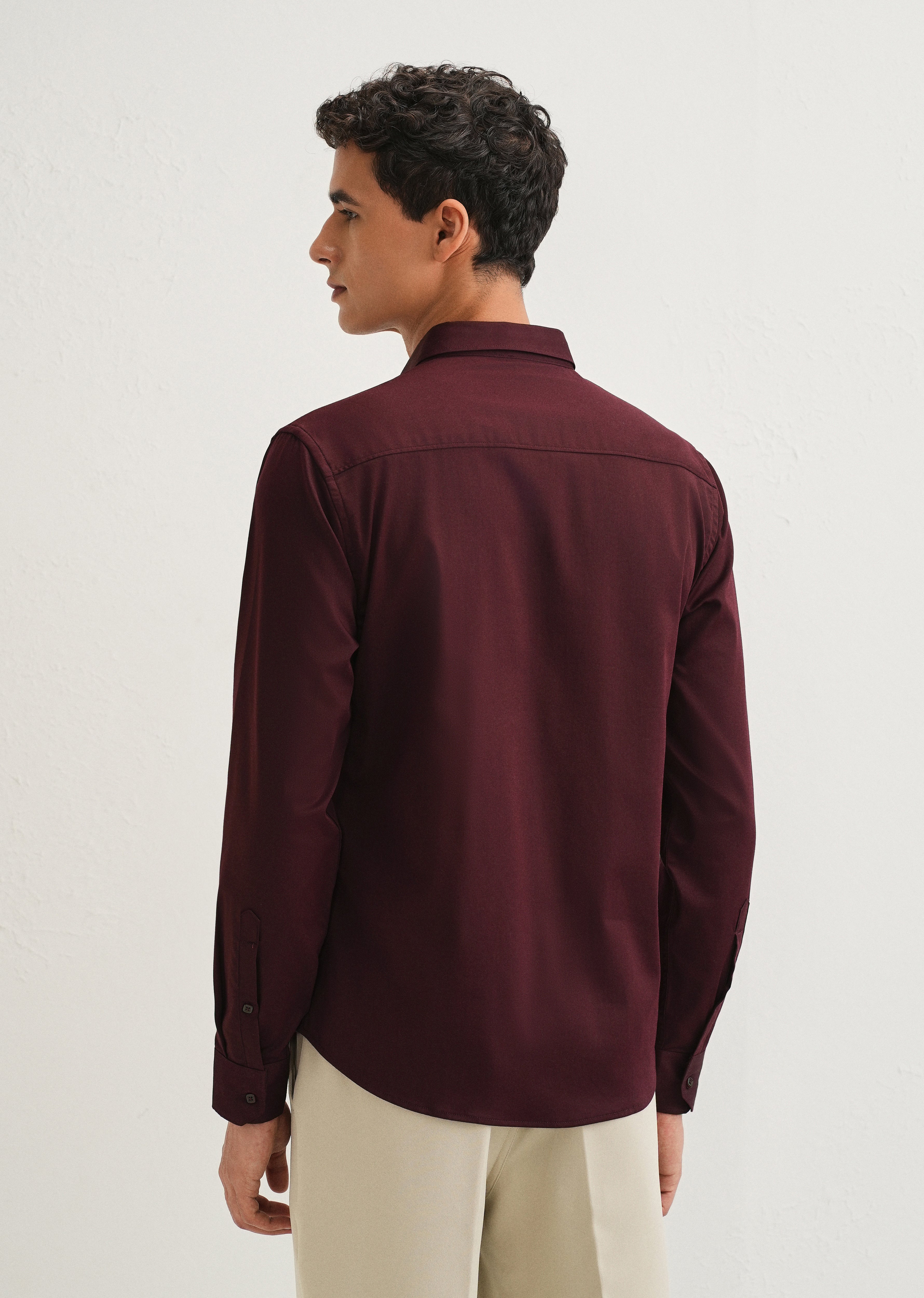 Burgundy Front Panel Open Pleat Shirt