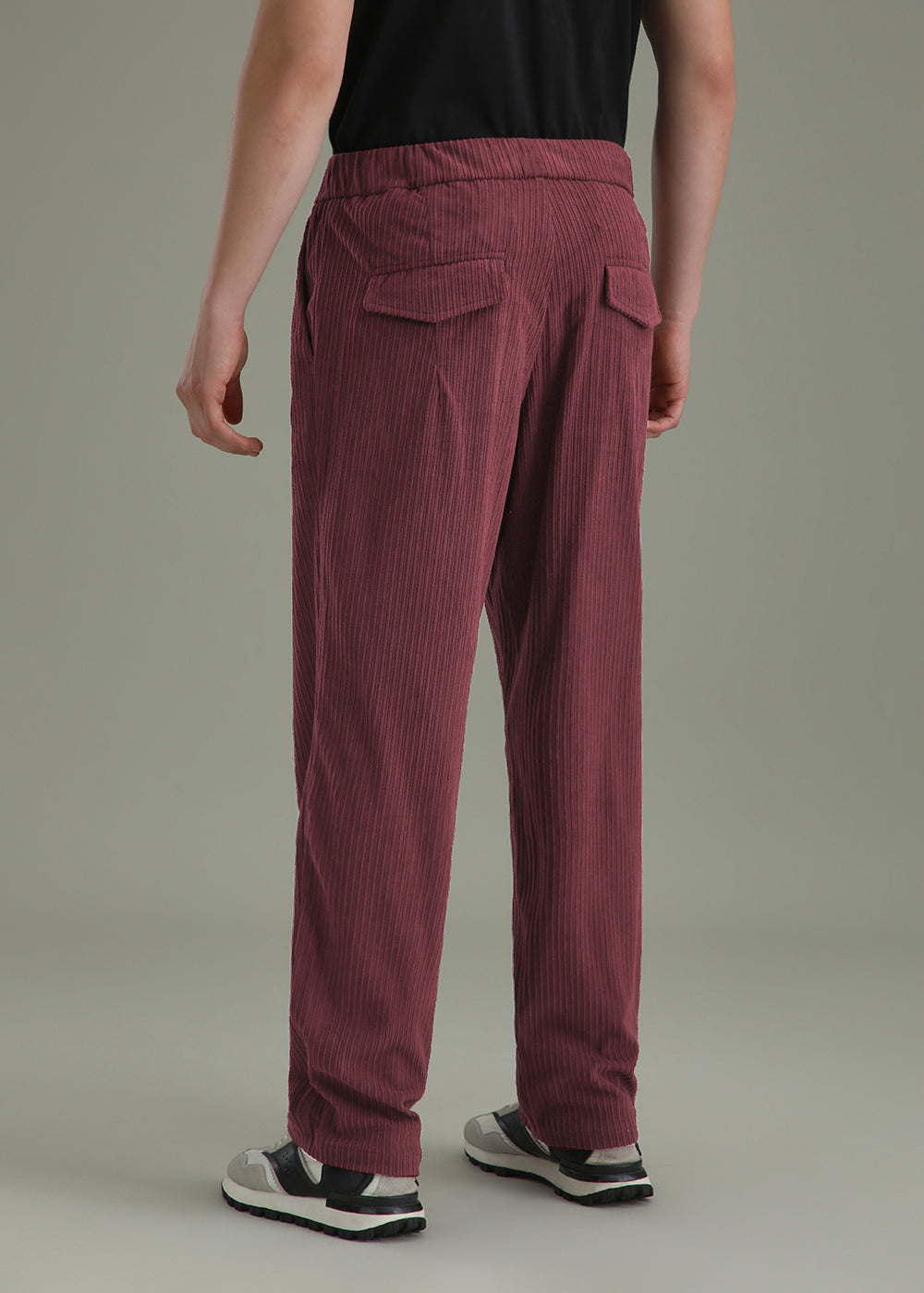 Burgundy Red Drawstring Corduroy Pant