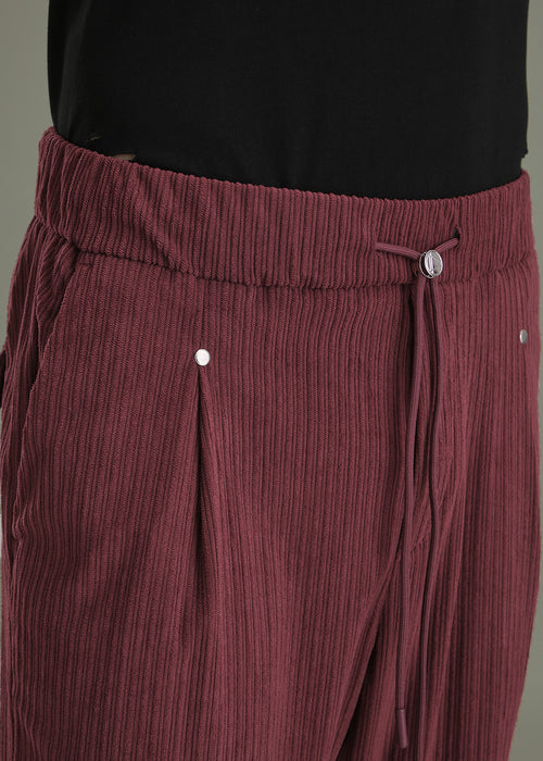 Burgundy Red Drawstring Corduroy Pant