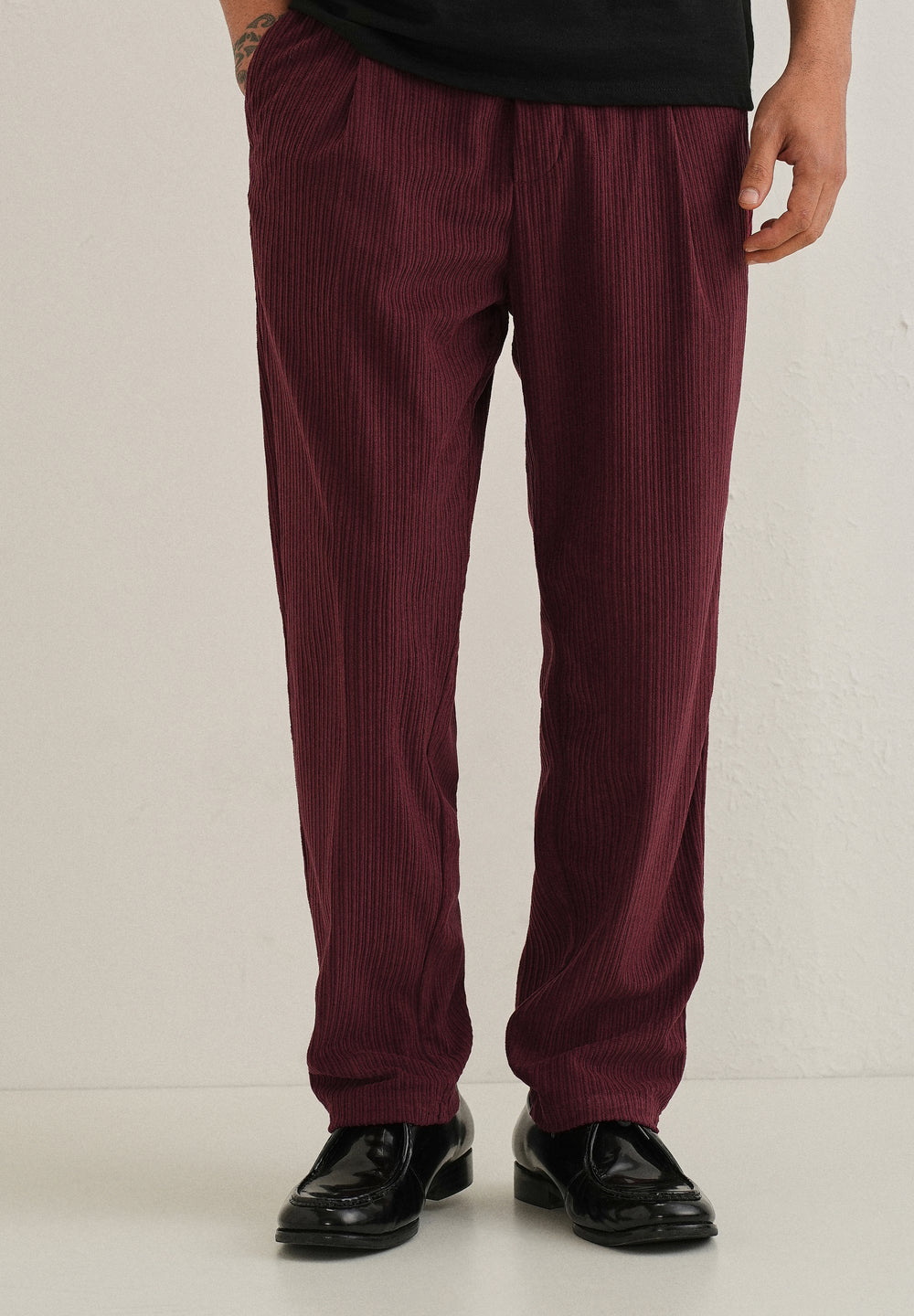 Burgundy Red Drawstring Corduroy Pant