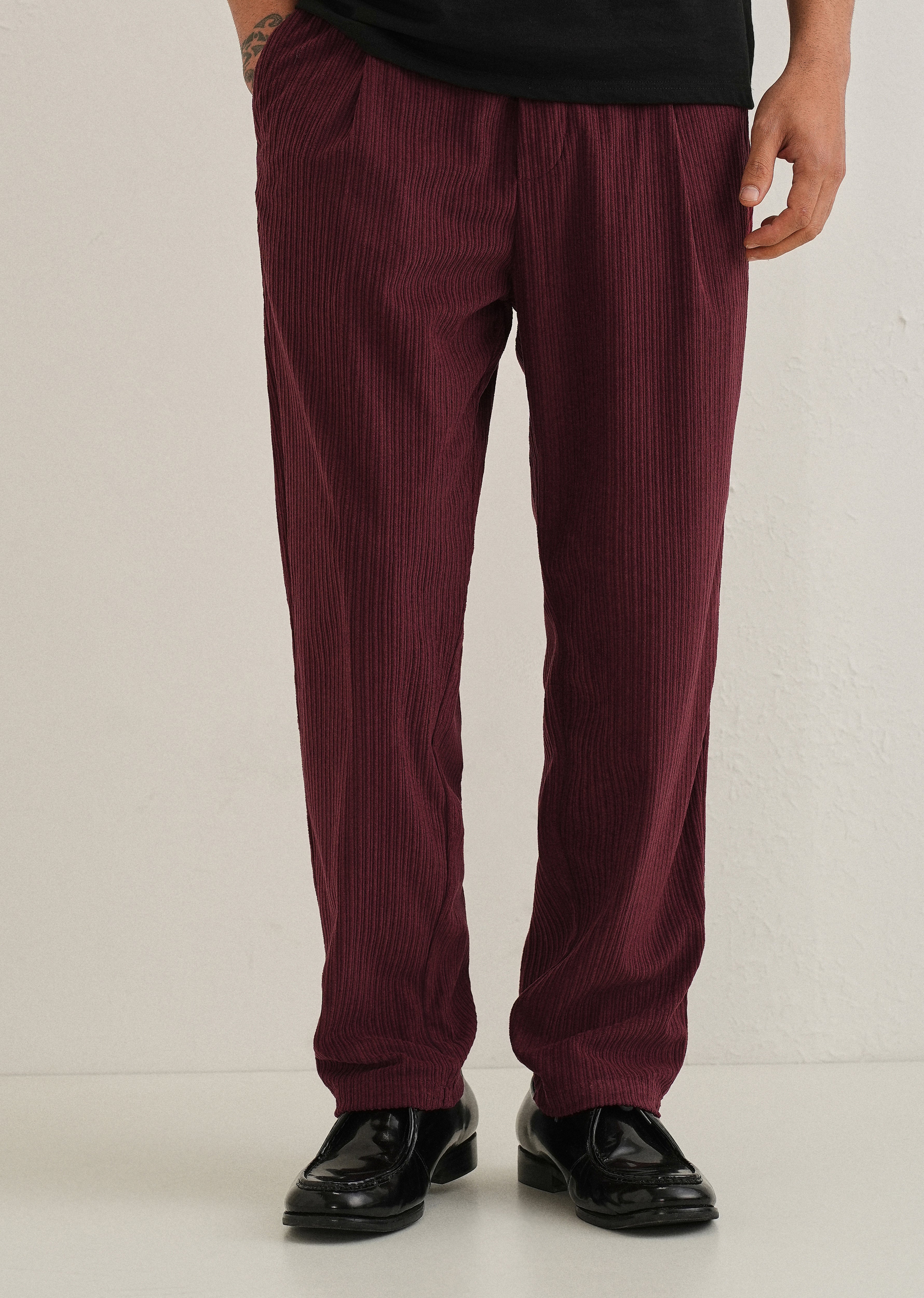 Burgundy Red Drawstring Corduroy Pant