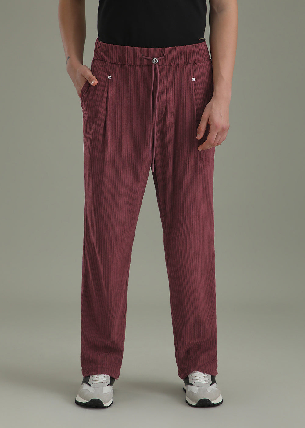 Burgundy Red Drawstring Corduroy Pant