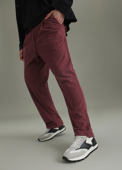 Burgundy Red Drawstring Corduroy Pant