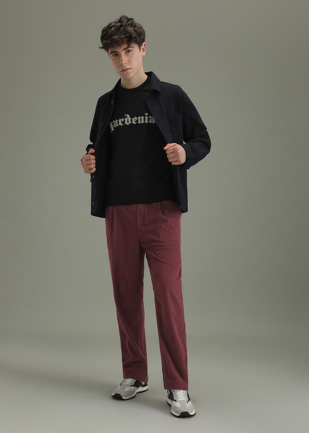 Burgundy Red Drawstring Corduroy Pant