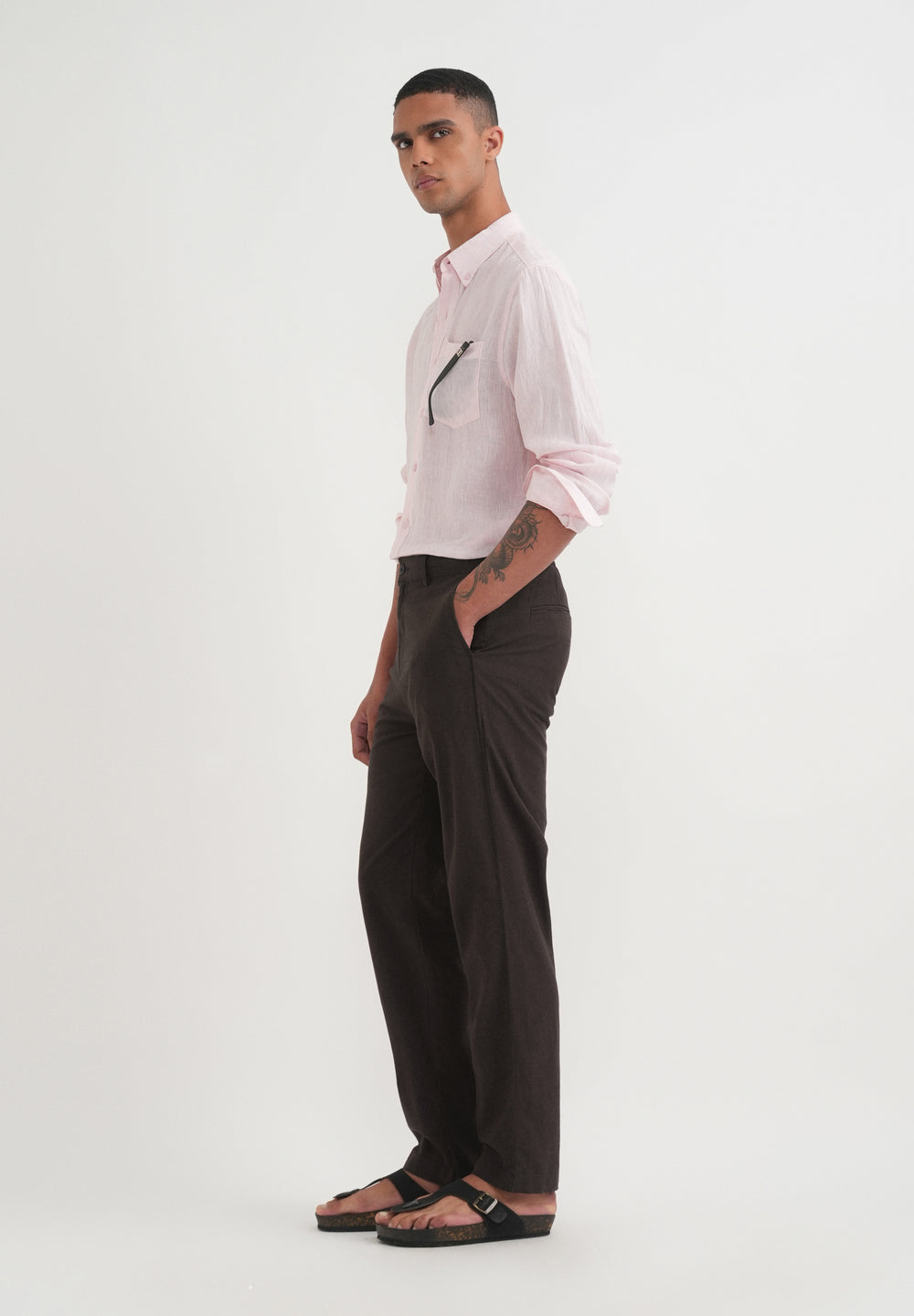 Burgundy Semi-Elasticated Relaxed Fit Trouser