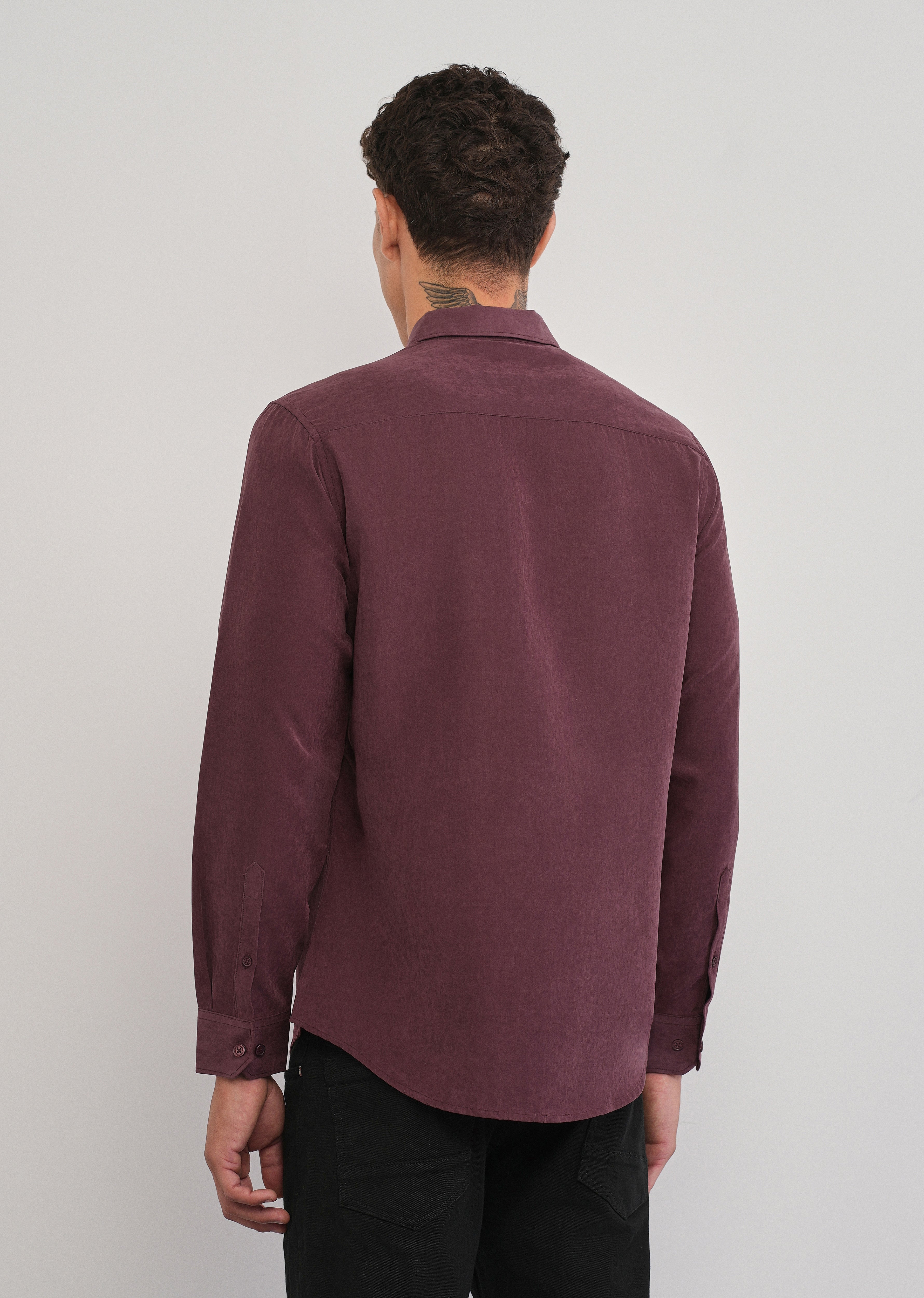 Burgundy Suede Plain Shirt