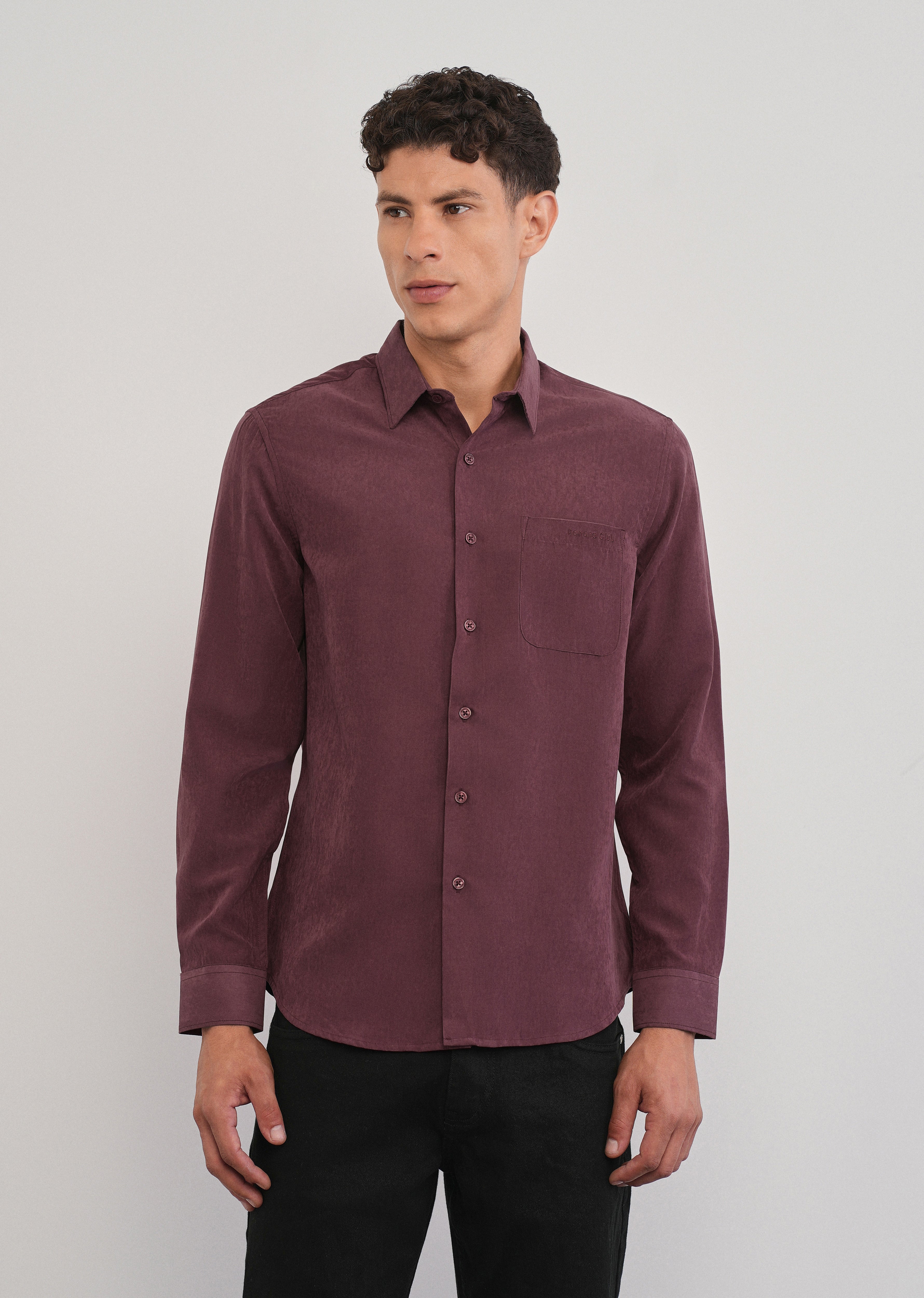 Burgundy Suede Plain Shirt