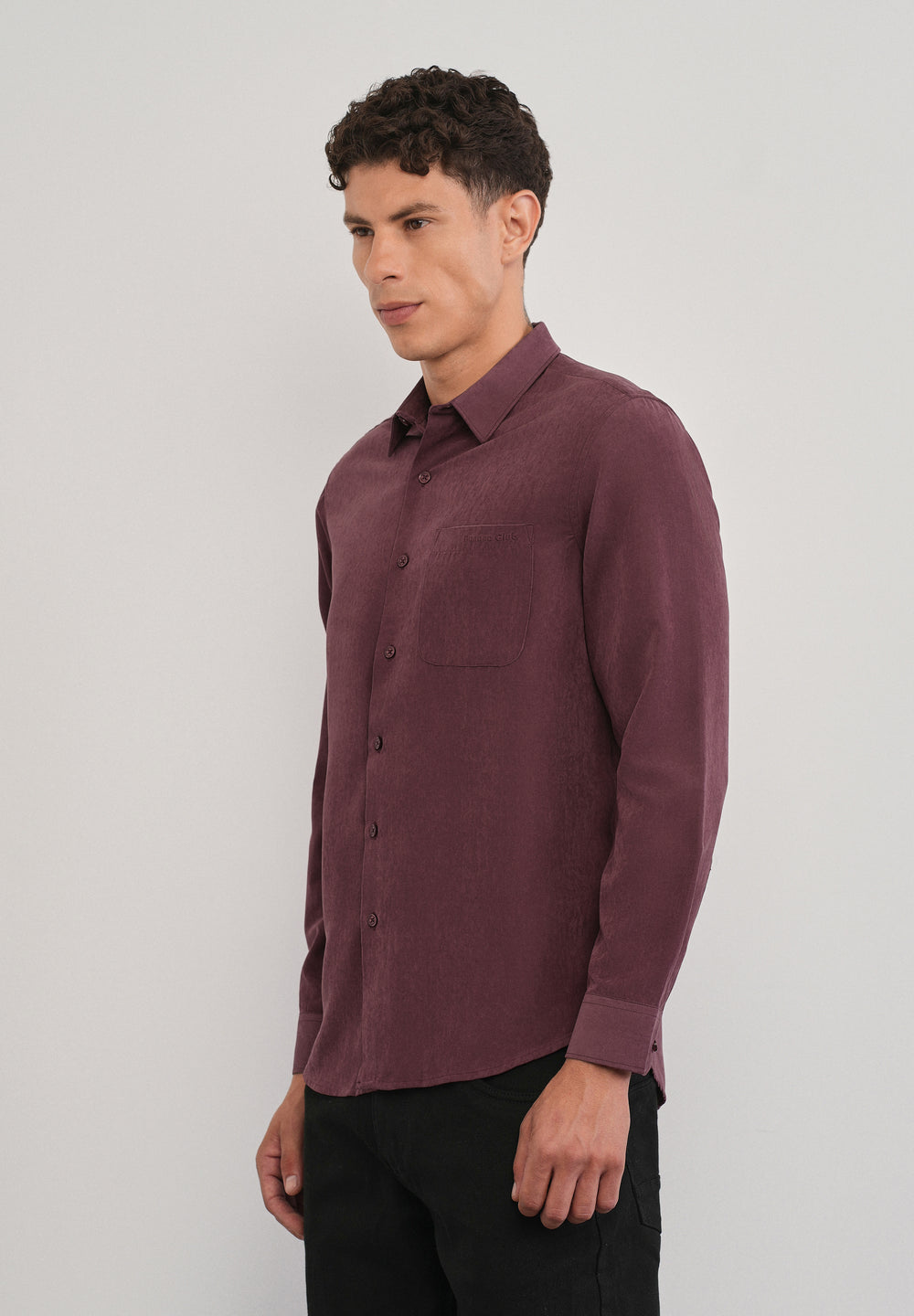 Burgundy Suede Plain Shirt