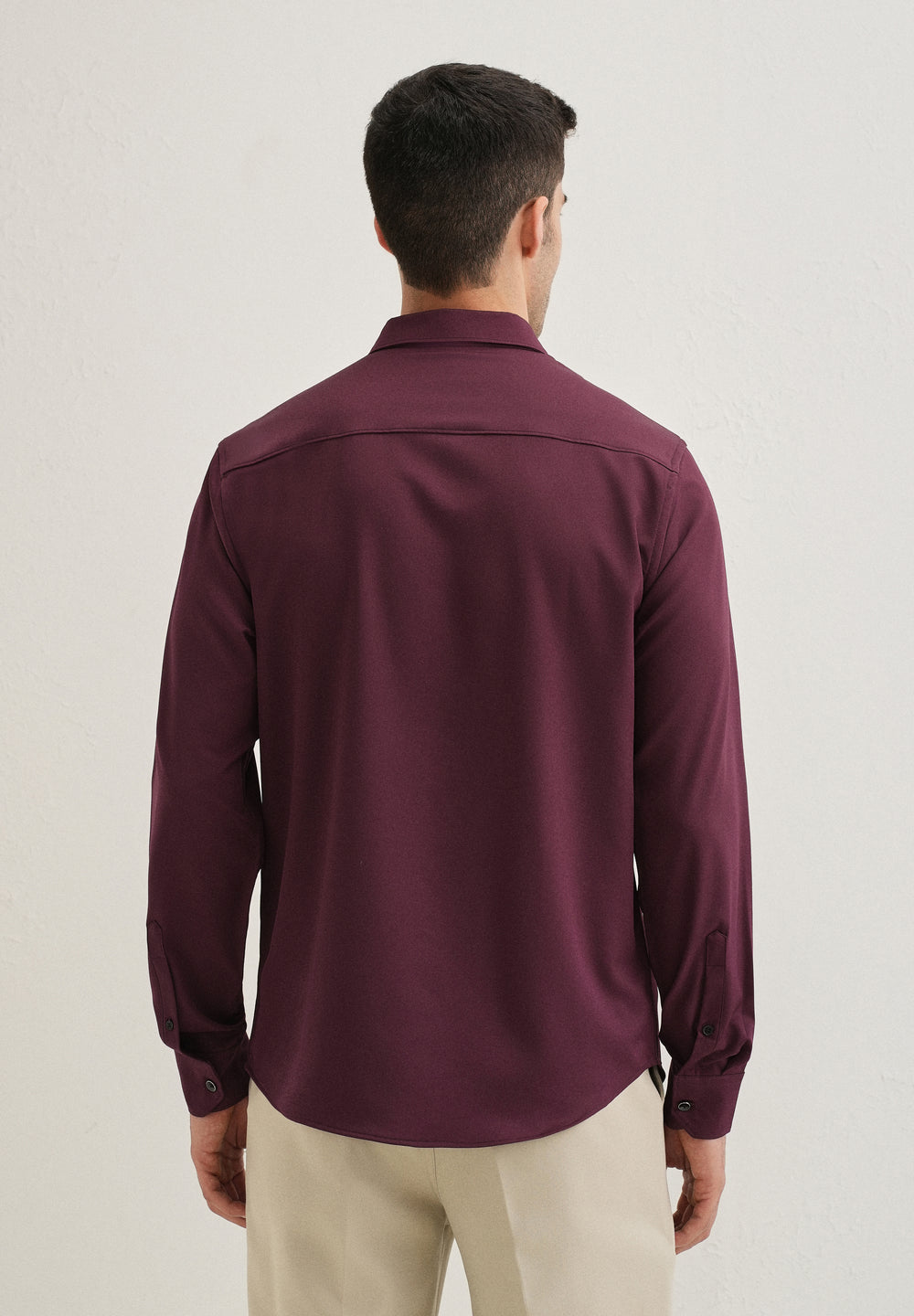 Burgundy Wrinkle Free Stitchless Placket Shirt