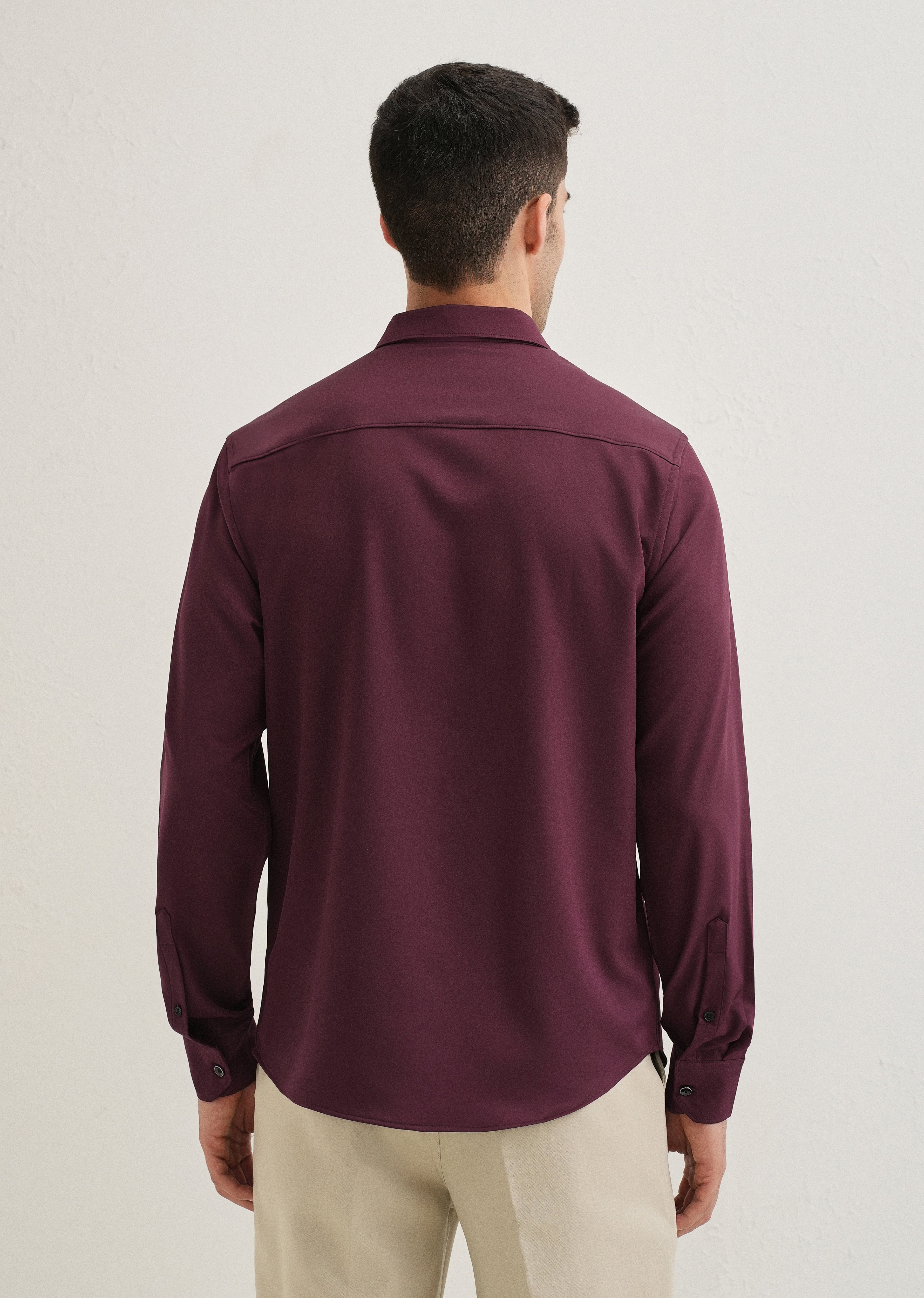 Burgundy Wrinkle Free Stitchless Placket Shirt